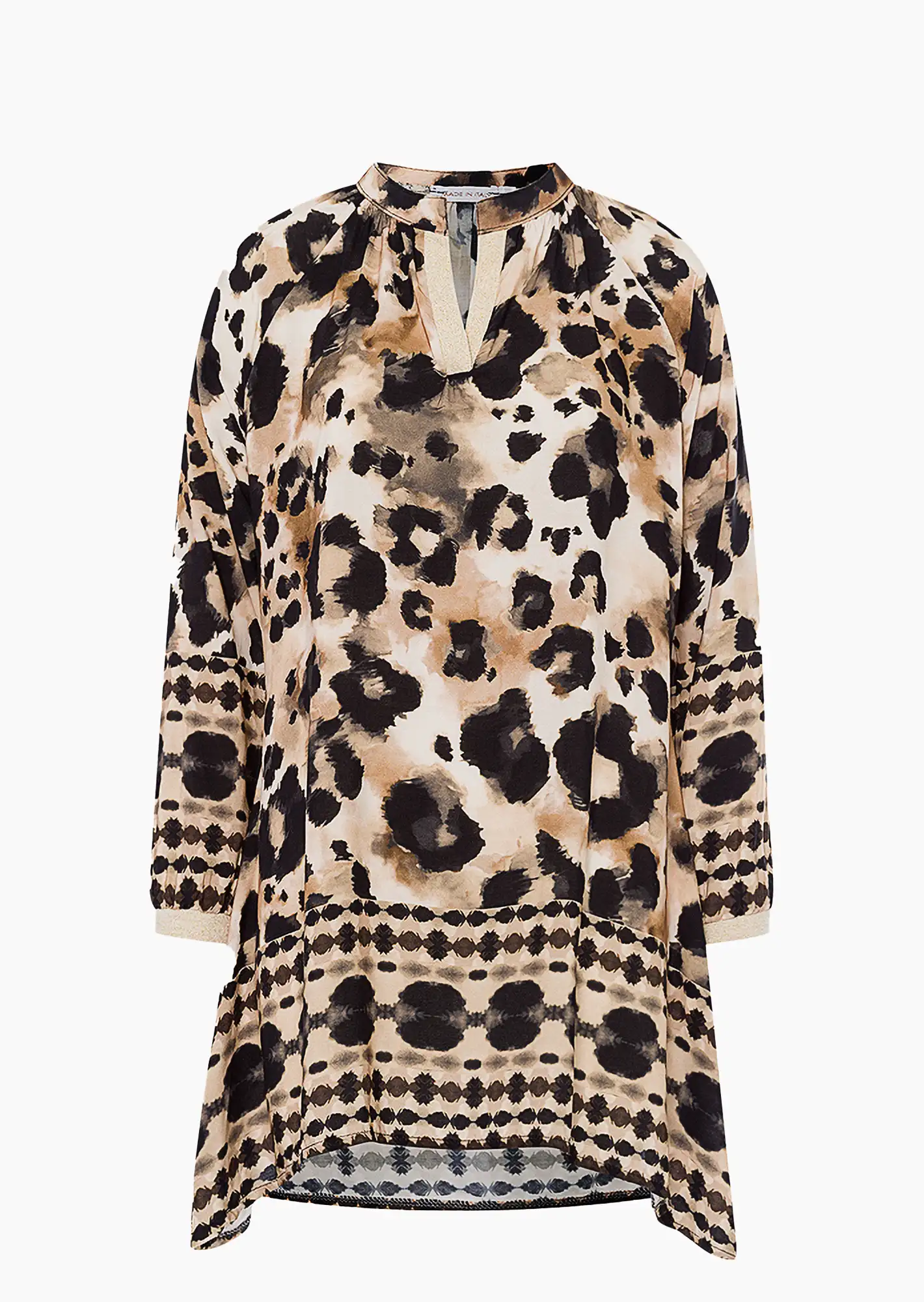Bluse im Animalprint, cappuccino