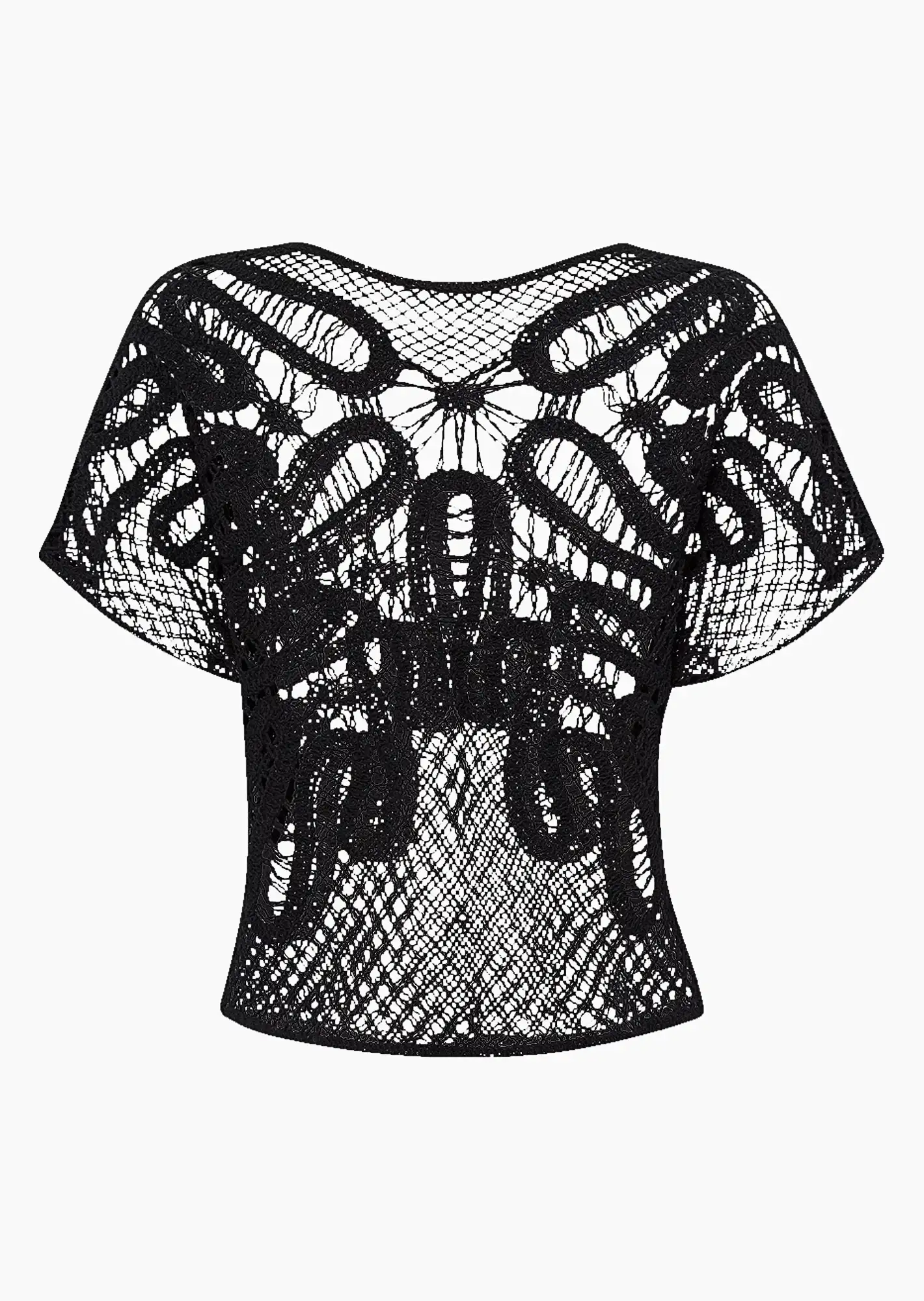 Pullover in Häkel-Optik, schwarz