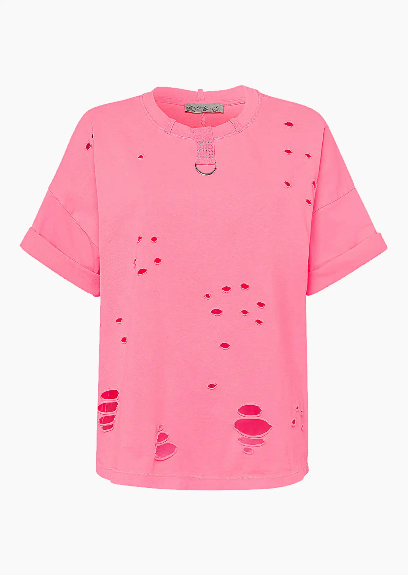 Shirt mit Loch-Optik, neon lobster
