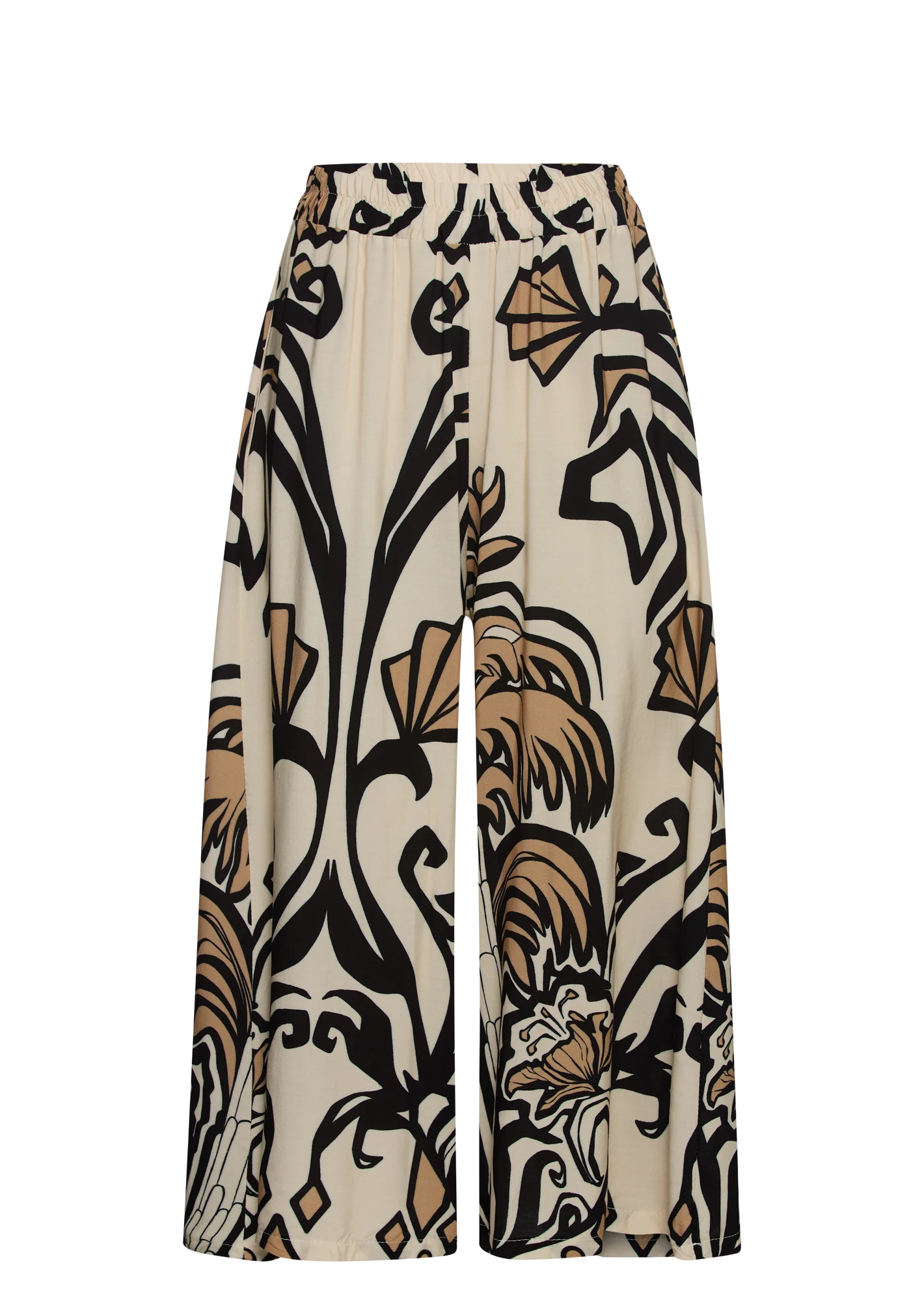 Wide Leg Hose gemustert, crema-schwarz