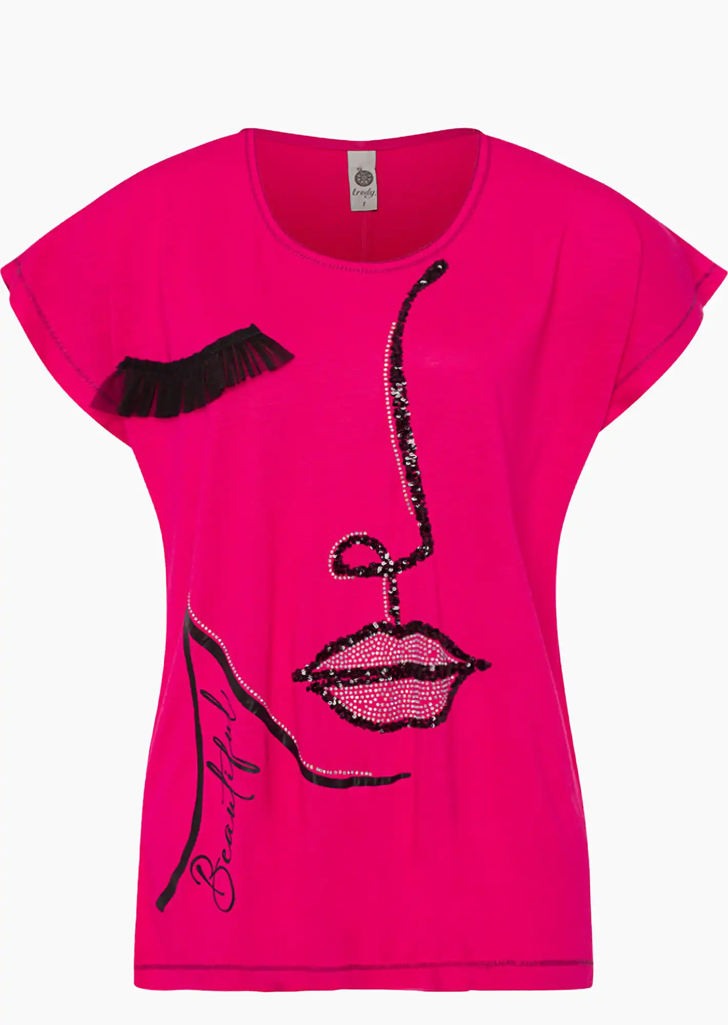 Shirt 'Beautiful', very berry