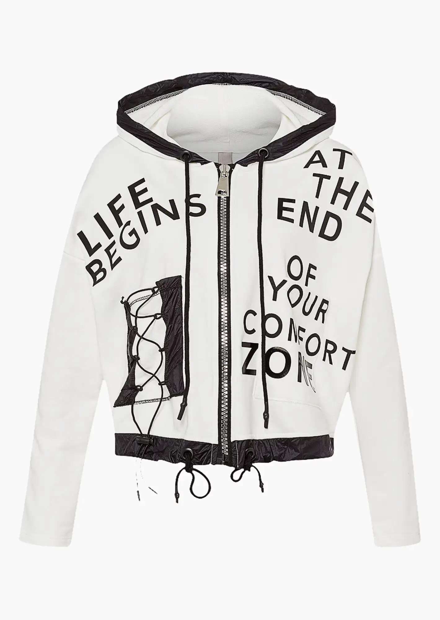 Sweatjacke 'Life begins', offwhite