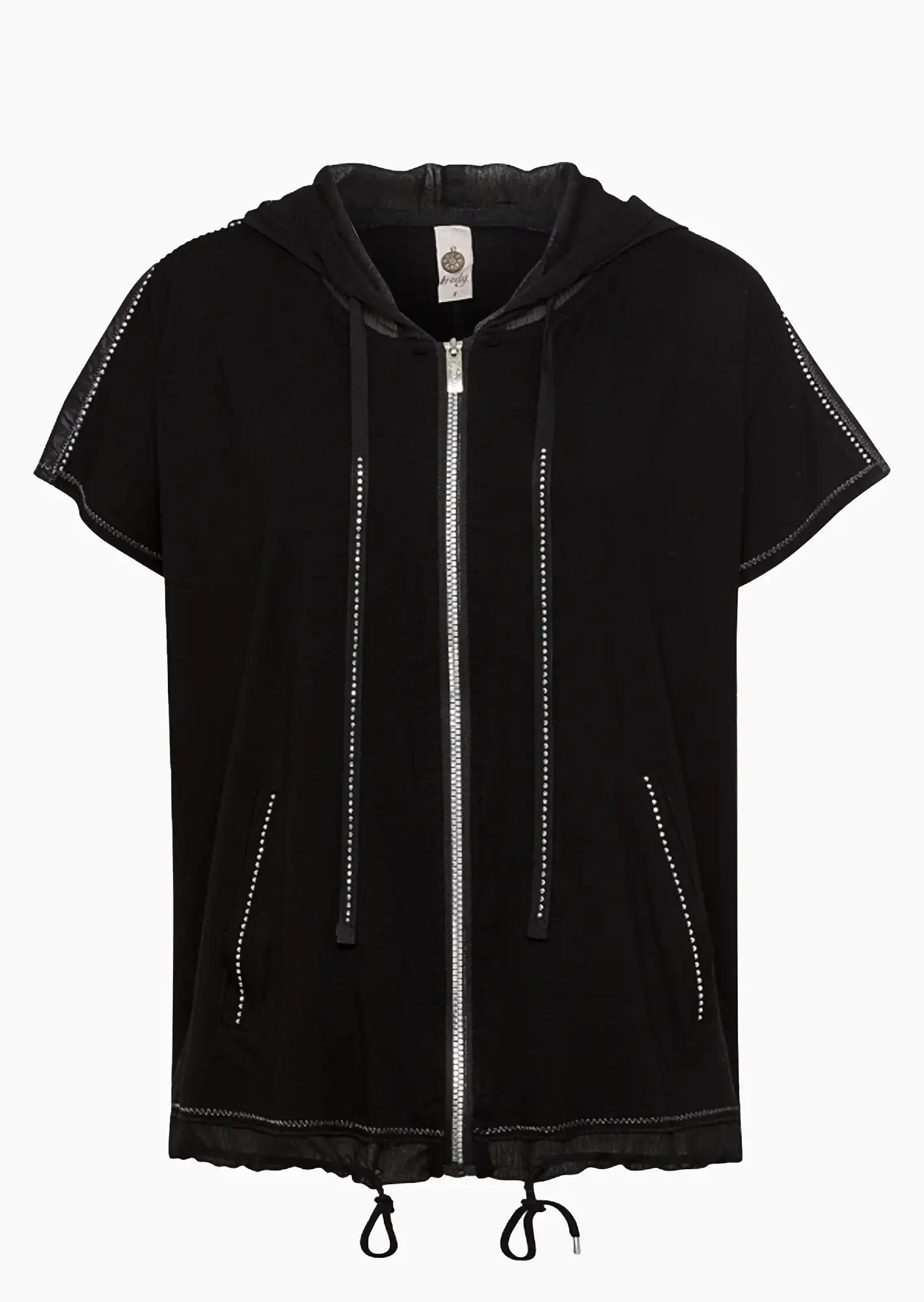 Shirtjacke mit Ziersteinen, schwarz
