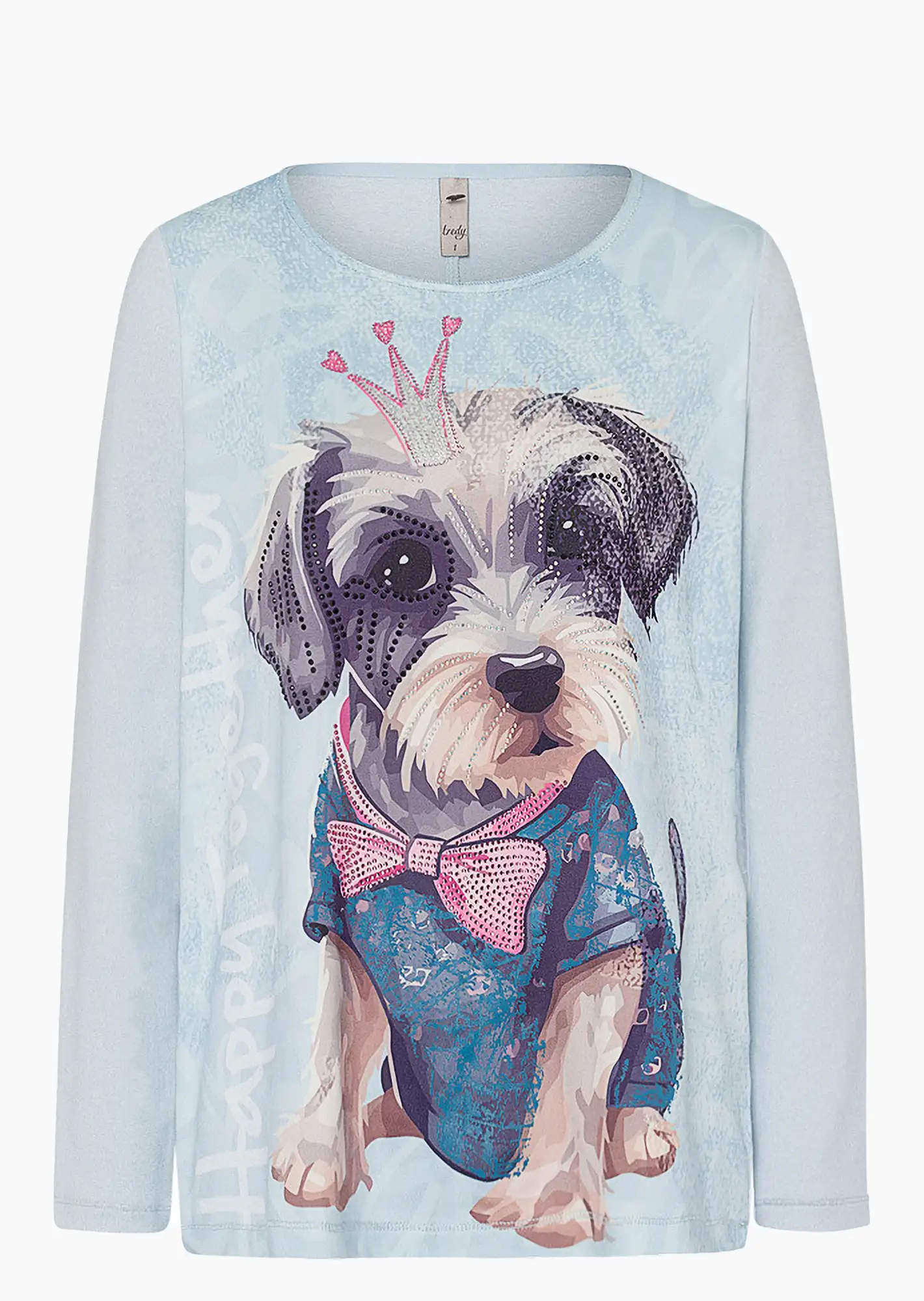 Langarmshirt 'Hund', eiskristall