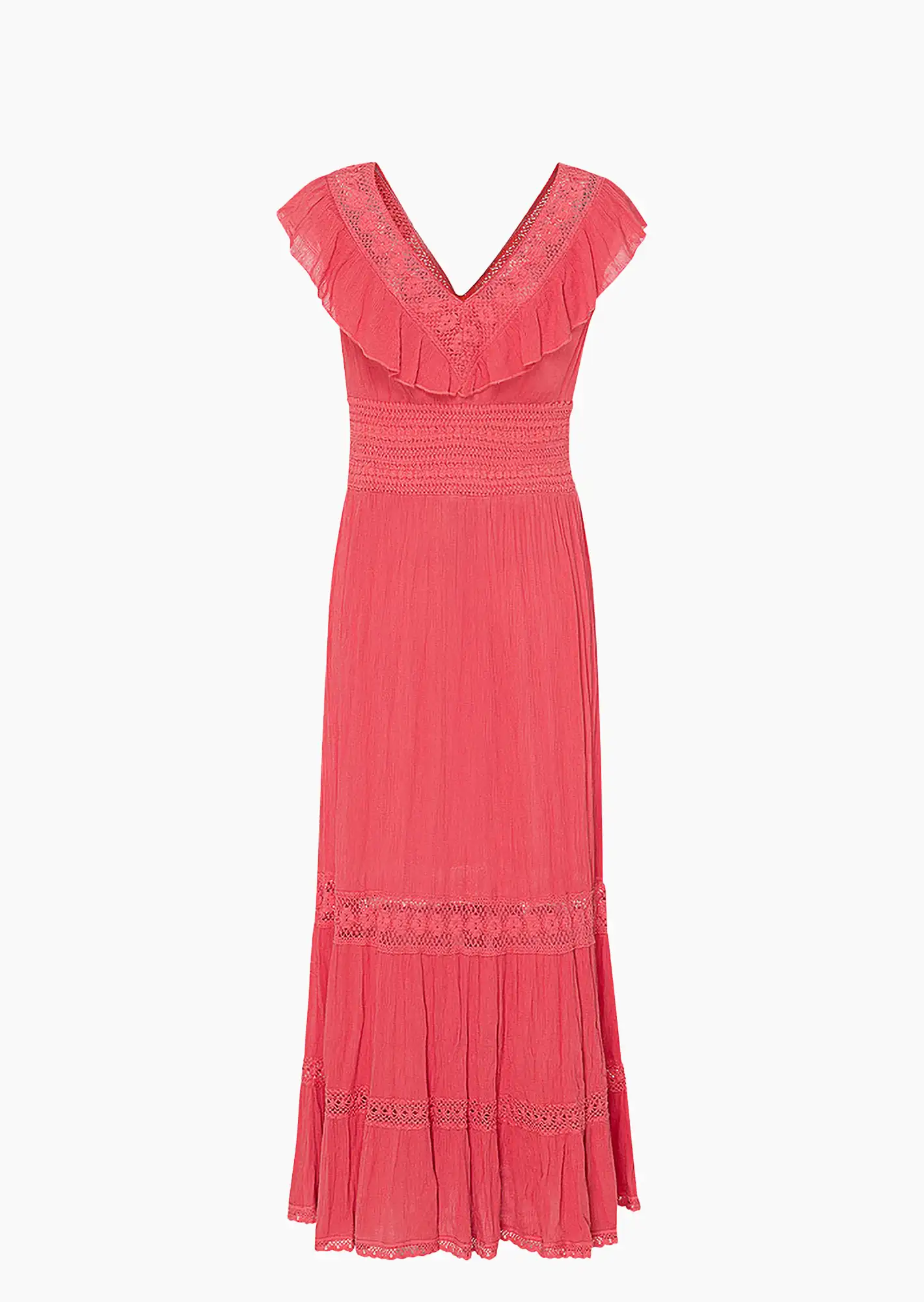 Kleid mit Häkelspitze, melon