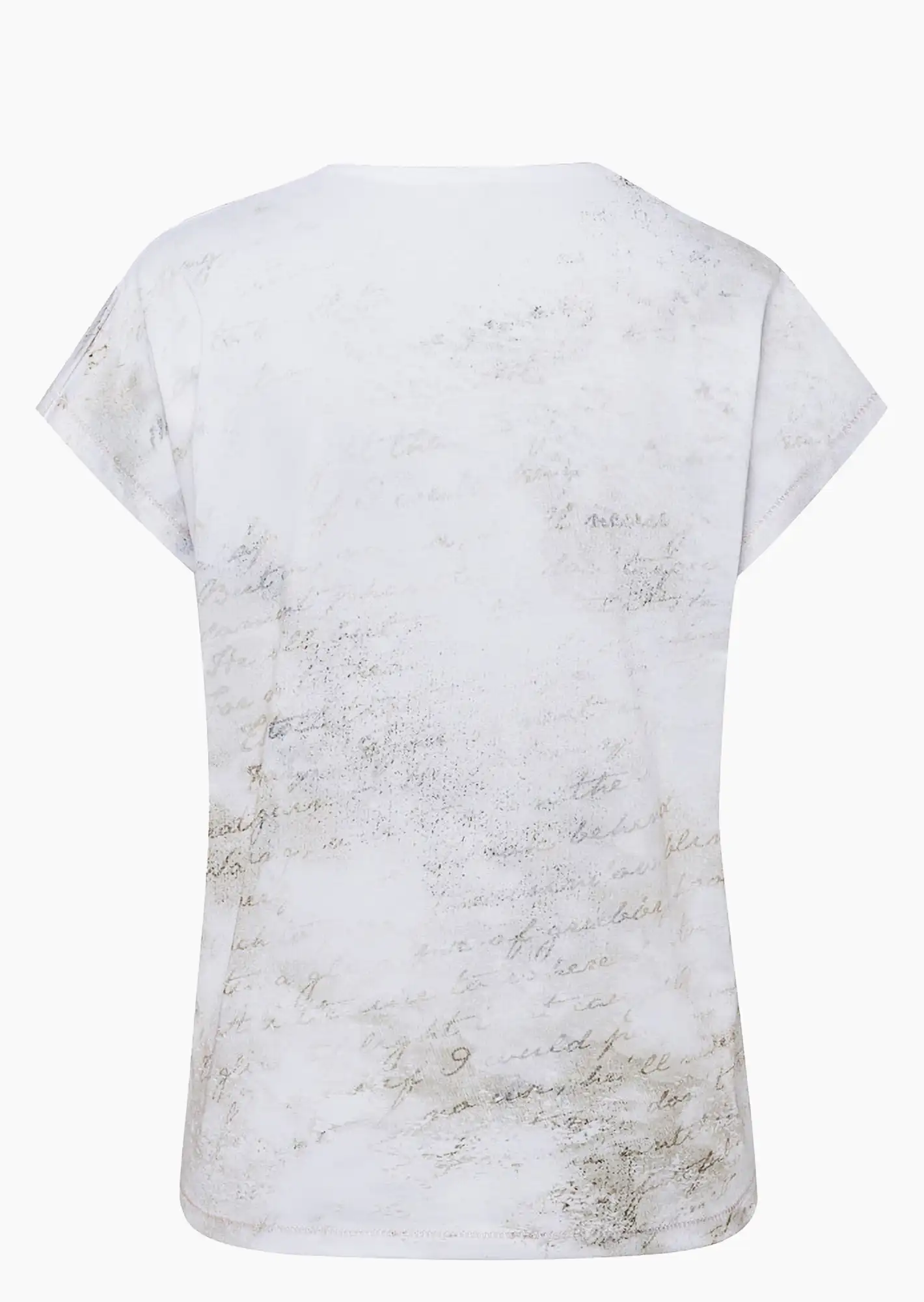 Shirt mit Print & Ziersteinen, weiß