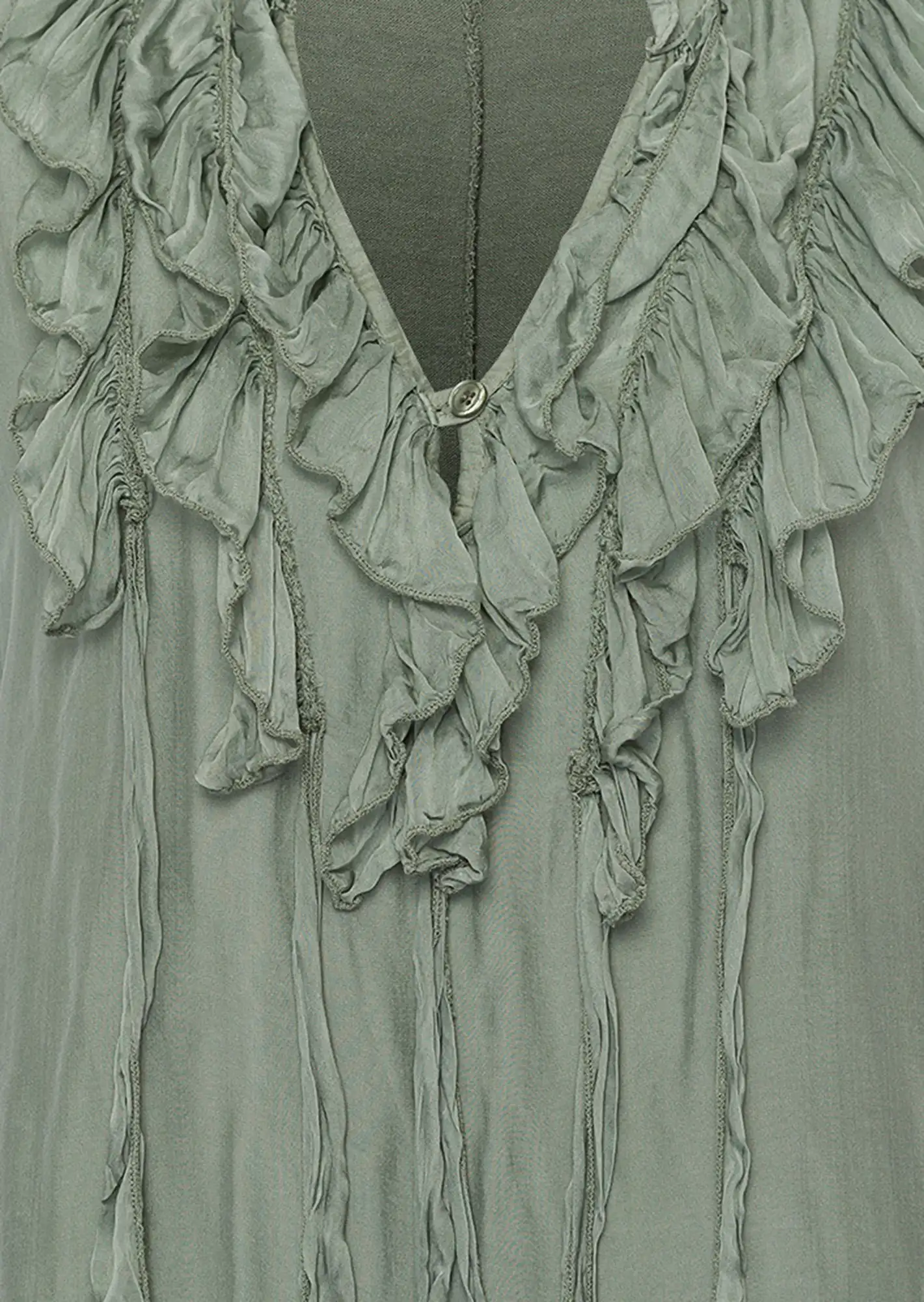 edle Bluse mit Rüschen, khaki