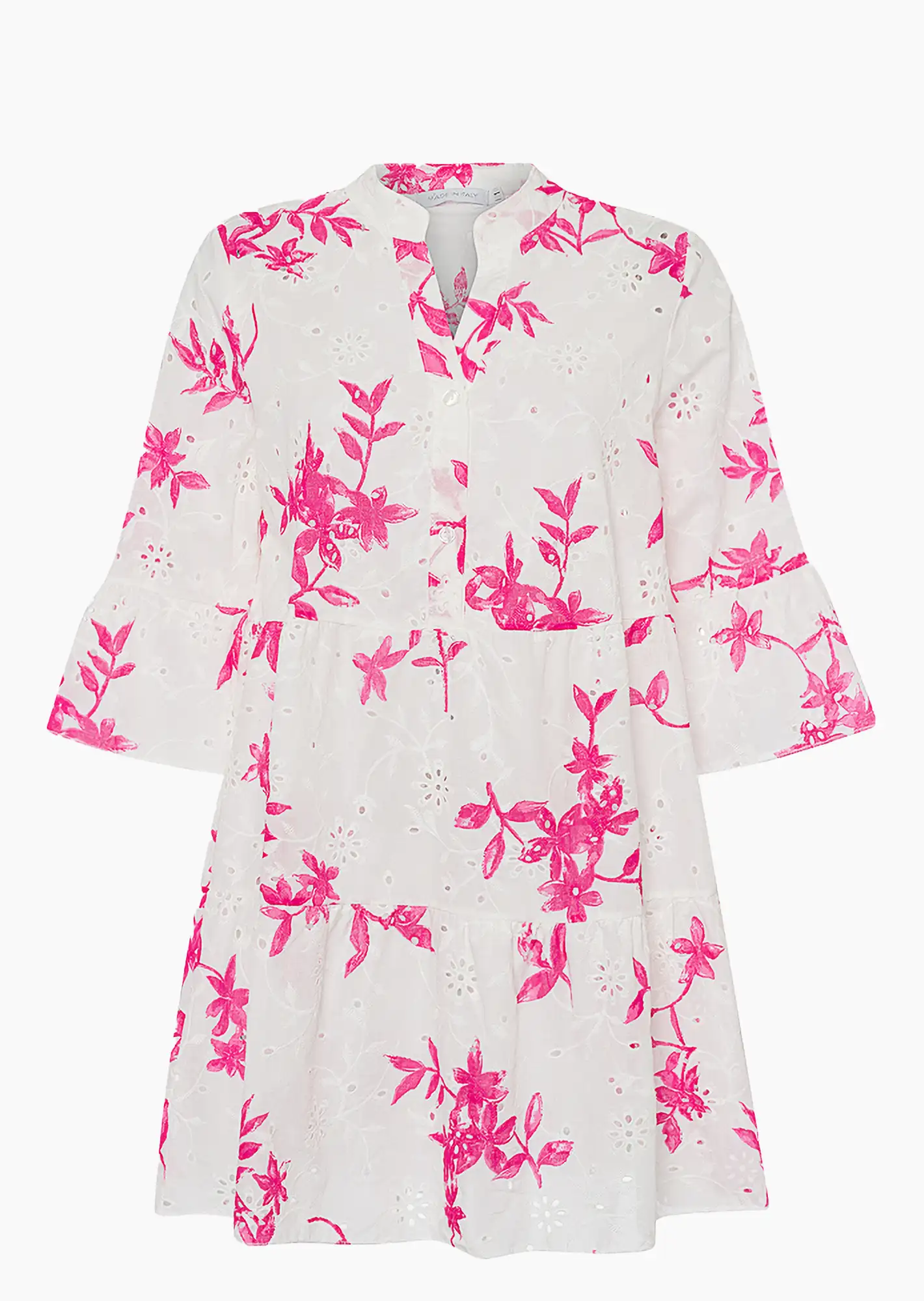 Tunika Lochstickerei, pink weiß