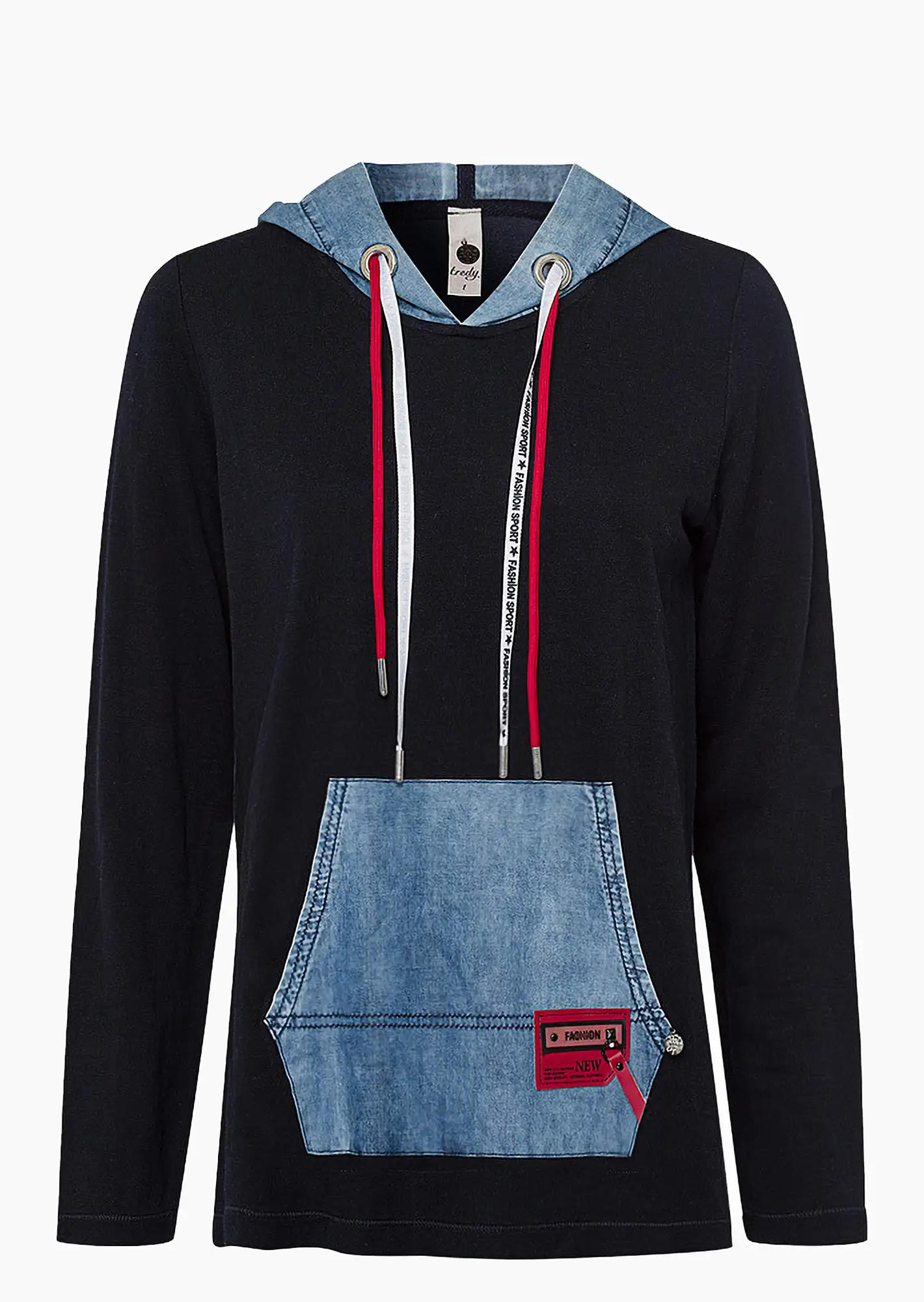Sweatshirt mit Denim, navy