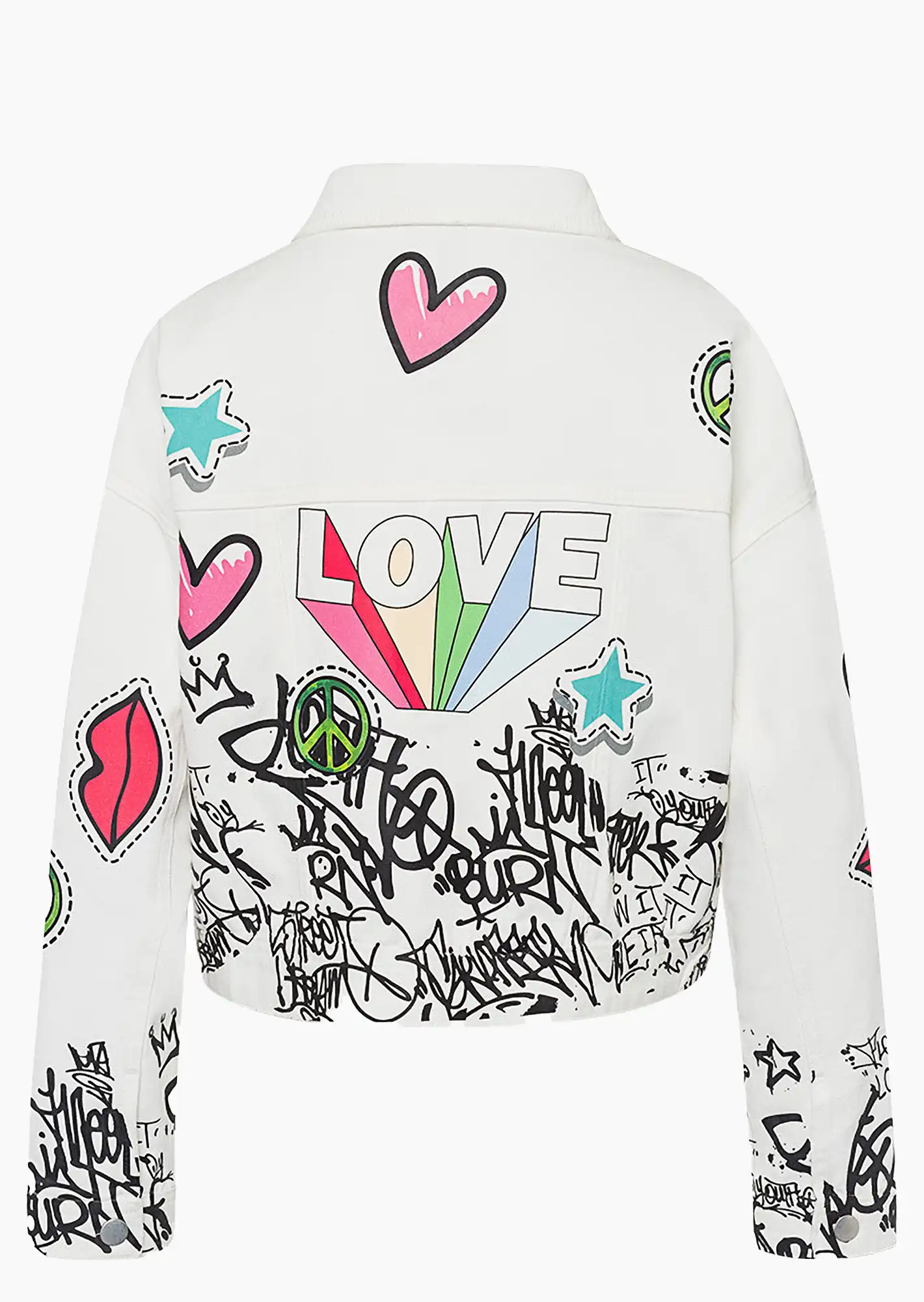 Jeansjacke 'Graffiti', offwhite