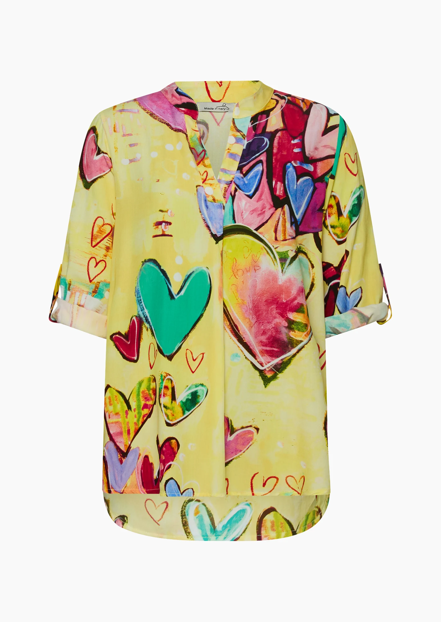 Bluse 'Herzen', butter yellow
