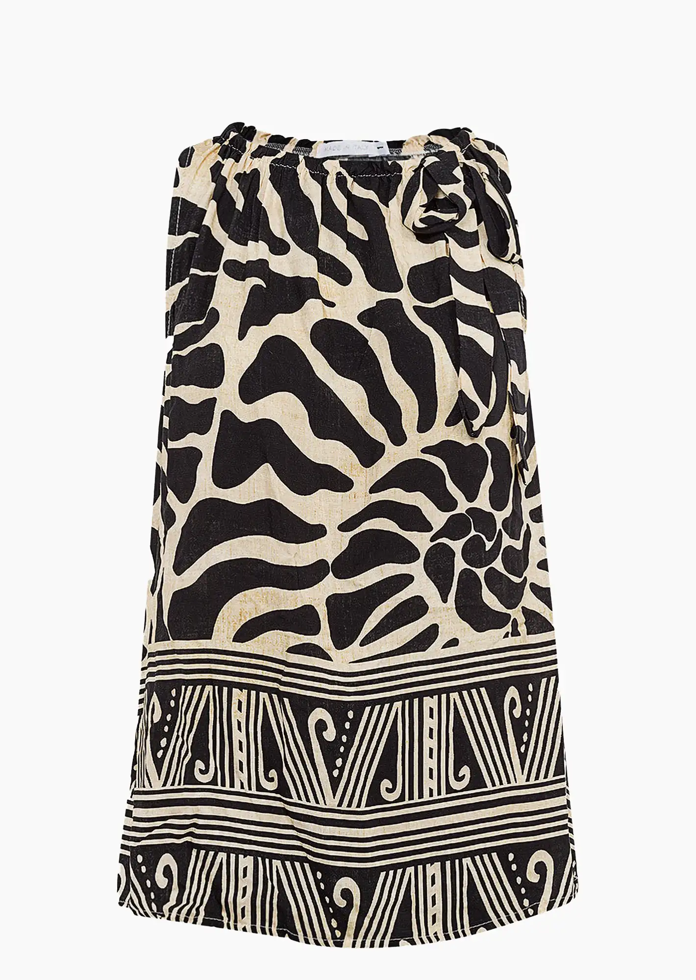 Bluse im Alloverprint, schwarz-beige