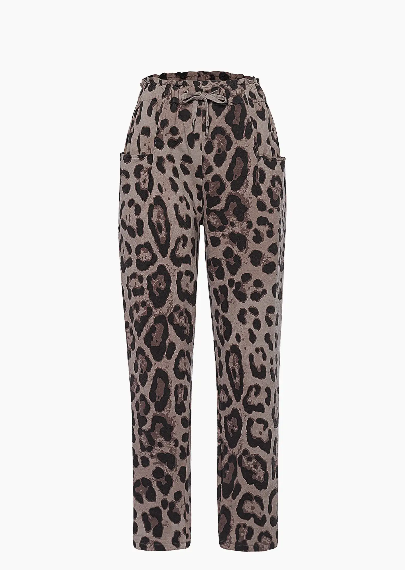 Hose im Leoprint, taupe