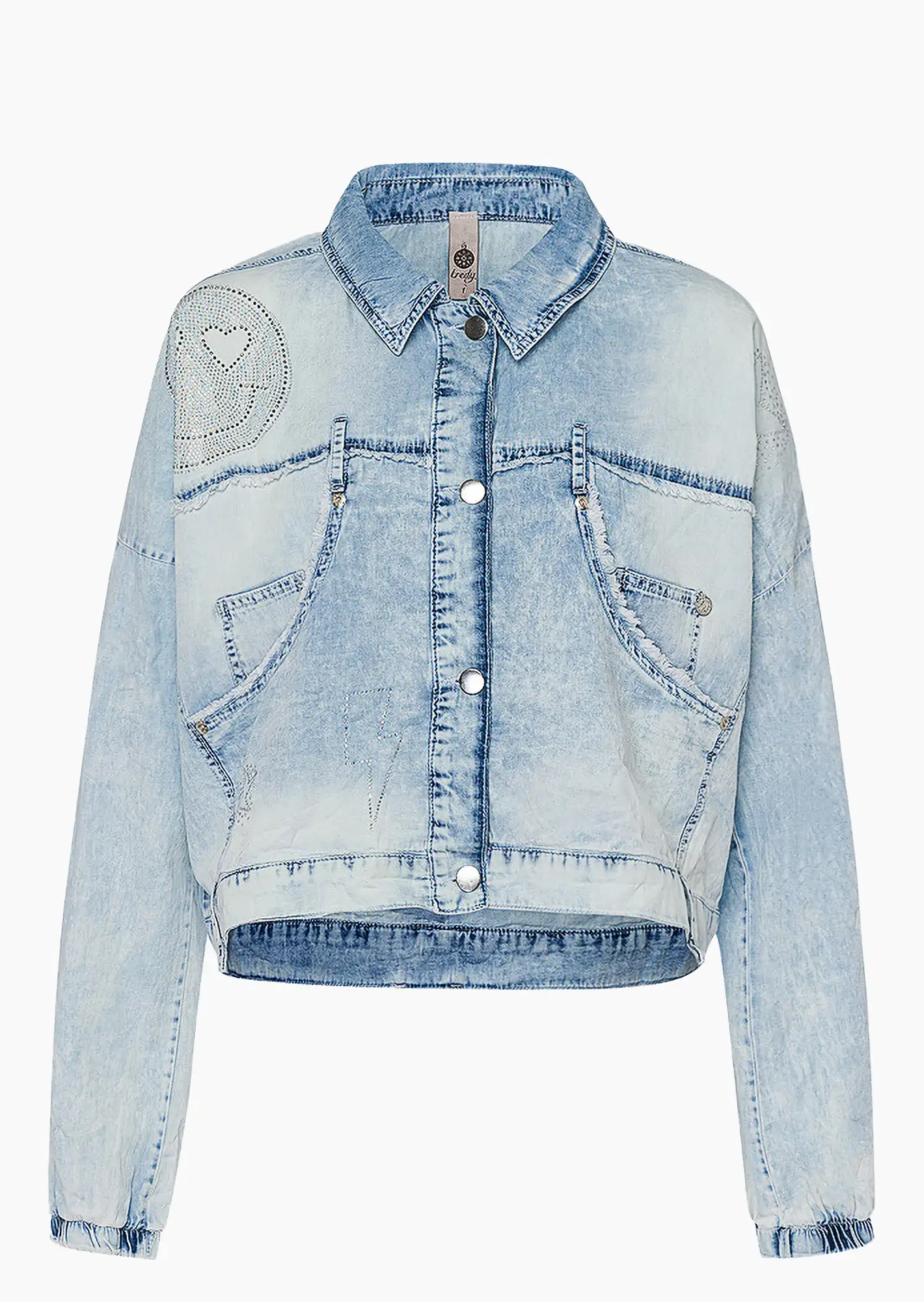 Jeansjacke 'Smiley', bleached denim