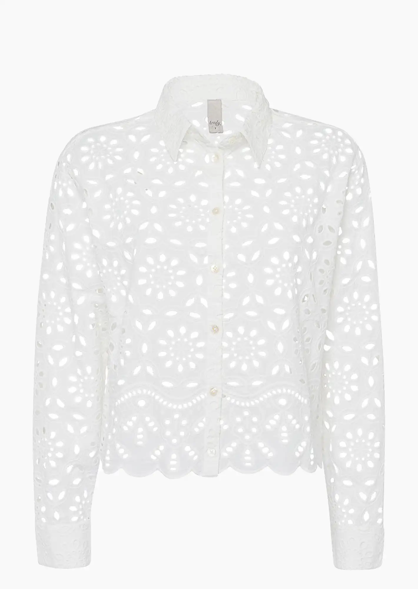 Bluse mit Lochstickerei, weiß