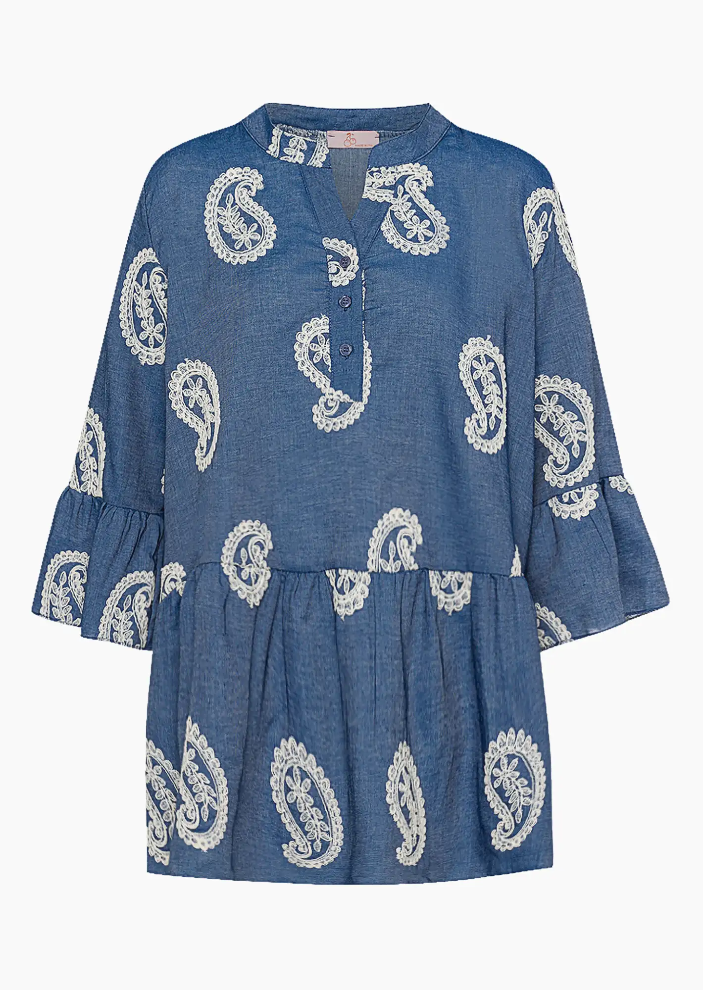 Bluse mit Stickerei, blue denim