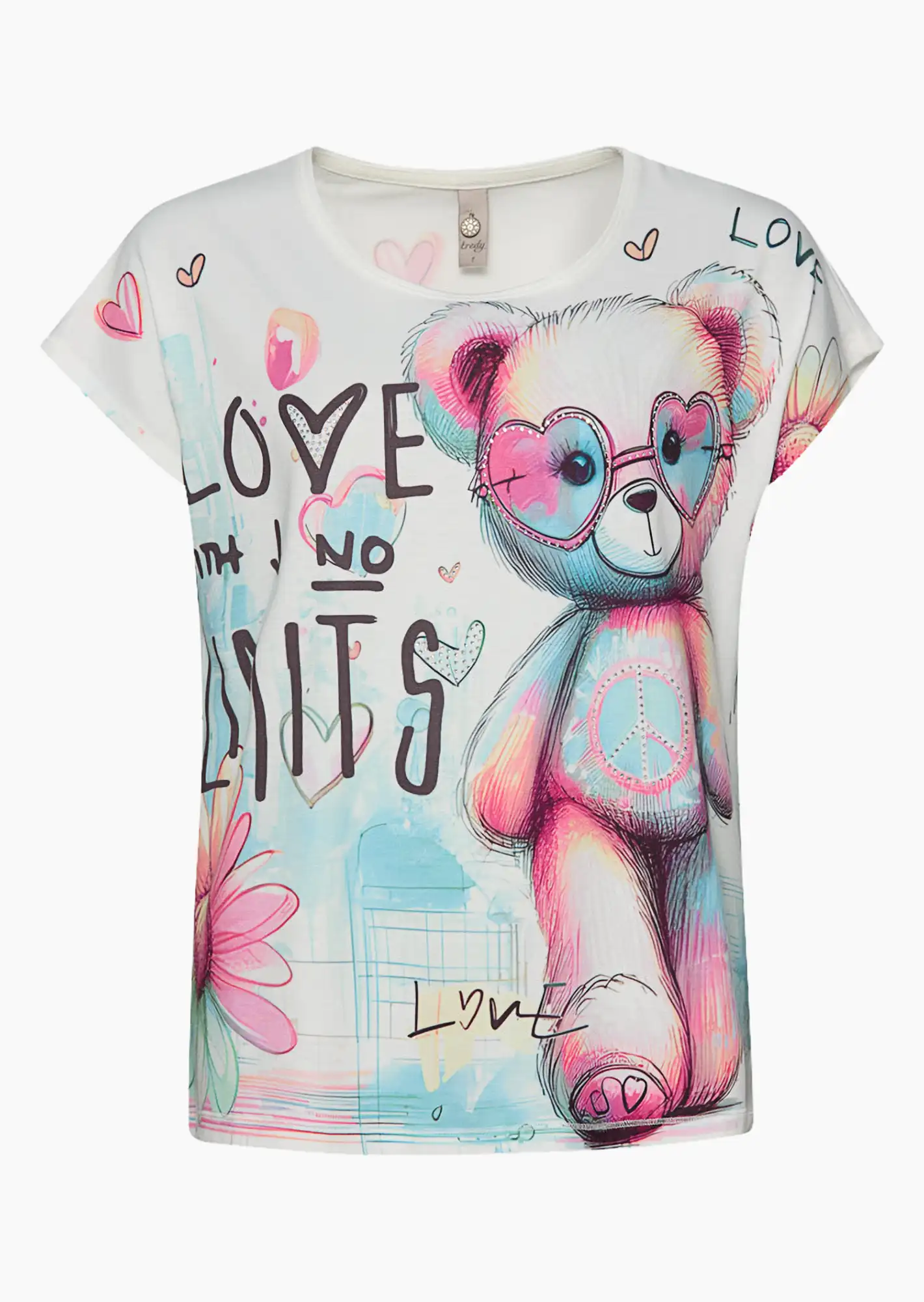 Shirt 'Peace & Bear', offwhite