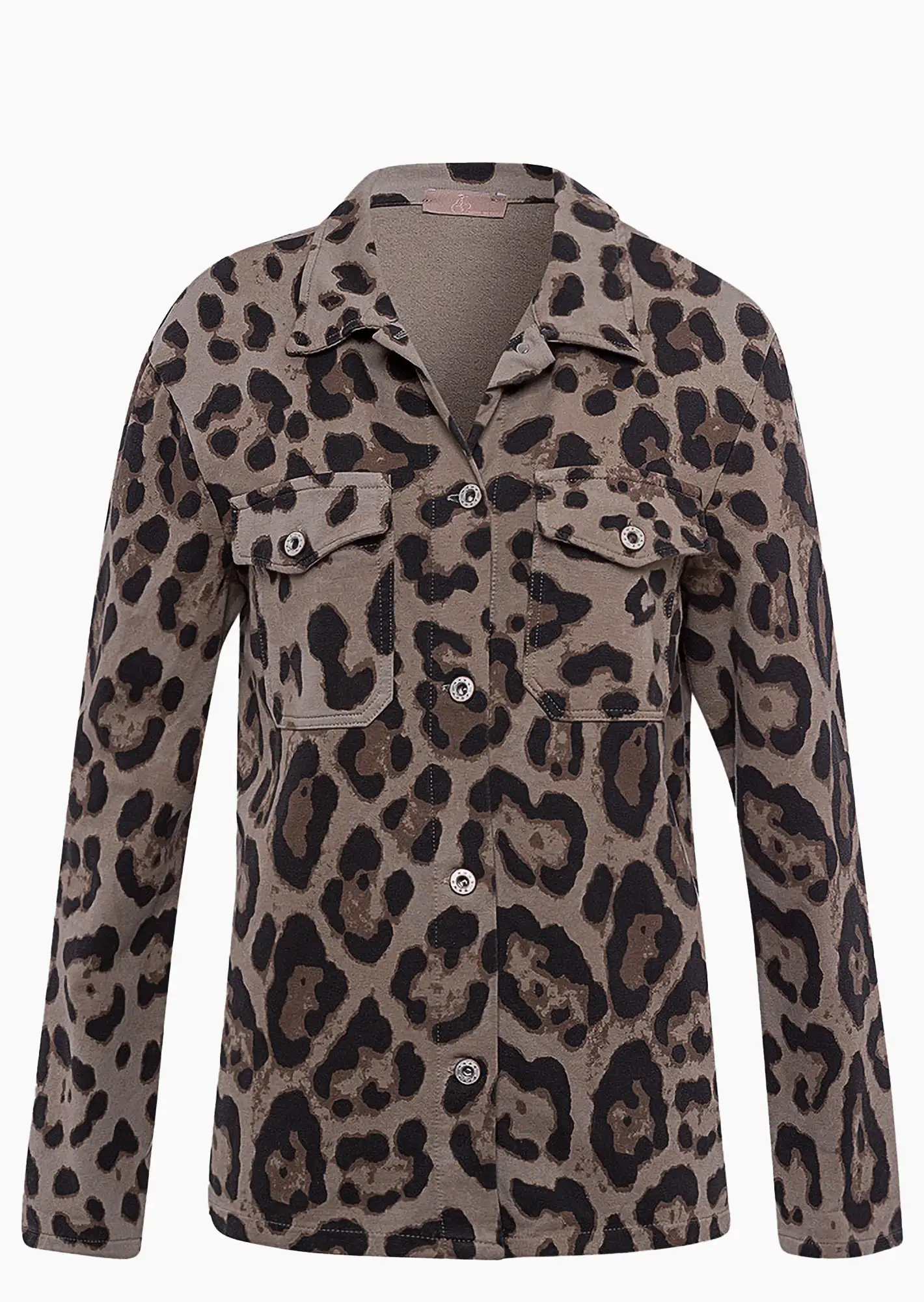 Sweatjacke im Leoprint, taupe