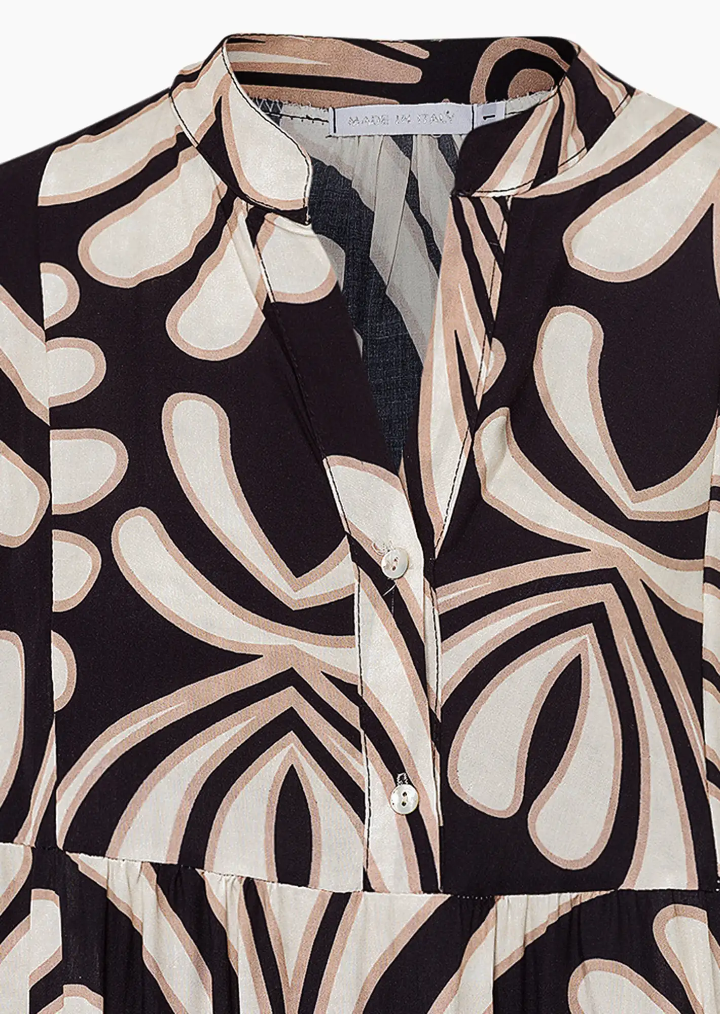 Maxikleid im Alloverprint, schwarz-beige
