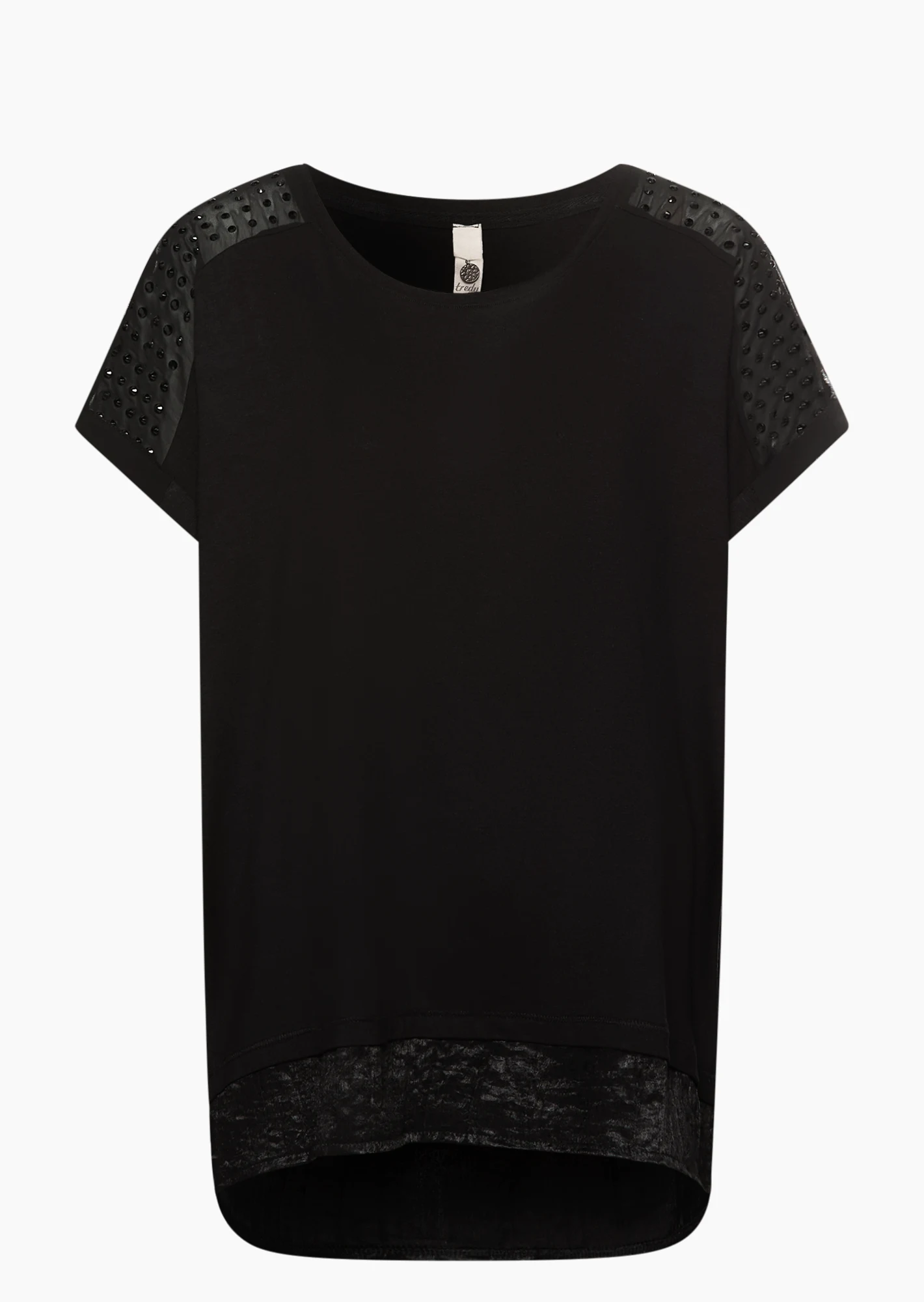Shirt mit Nieten, schwarz