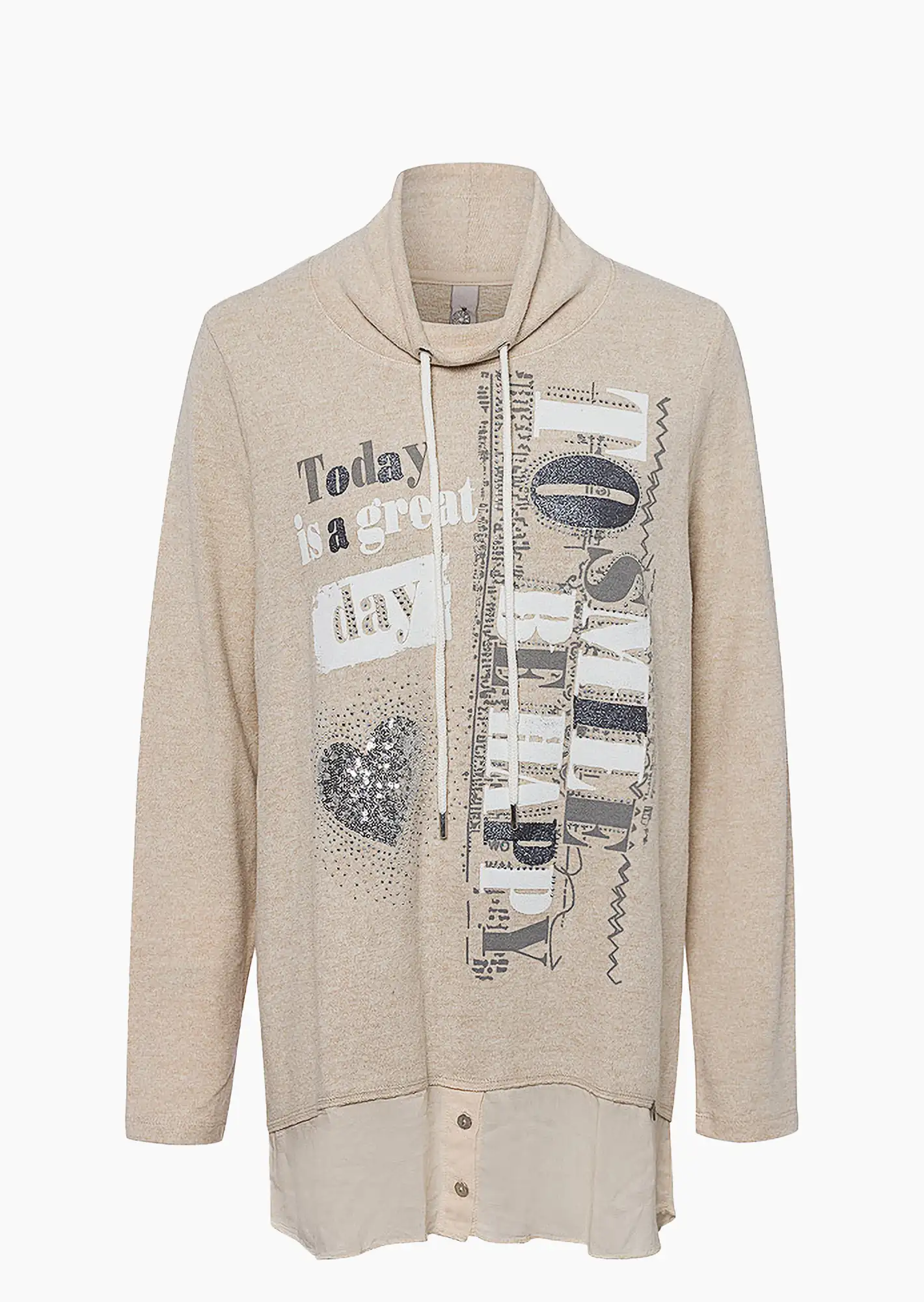 Shirt mit Hemdsaum, sand-melange