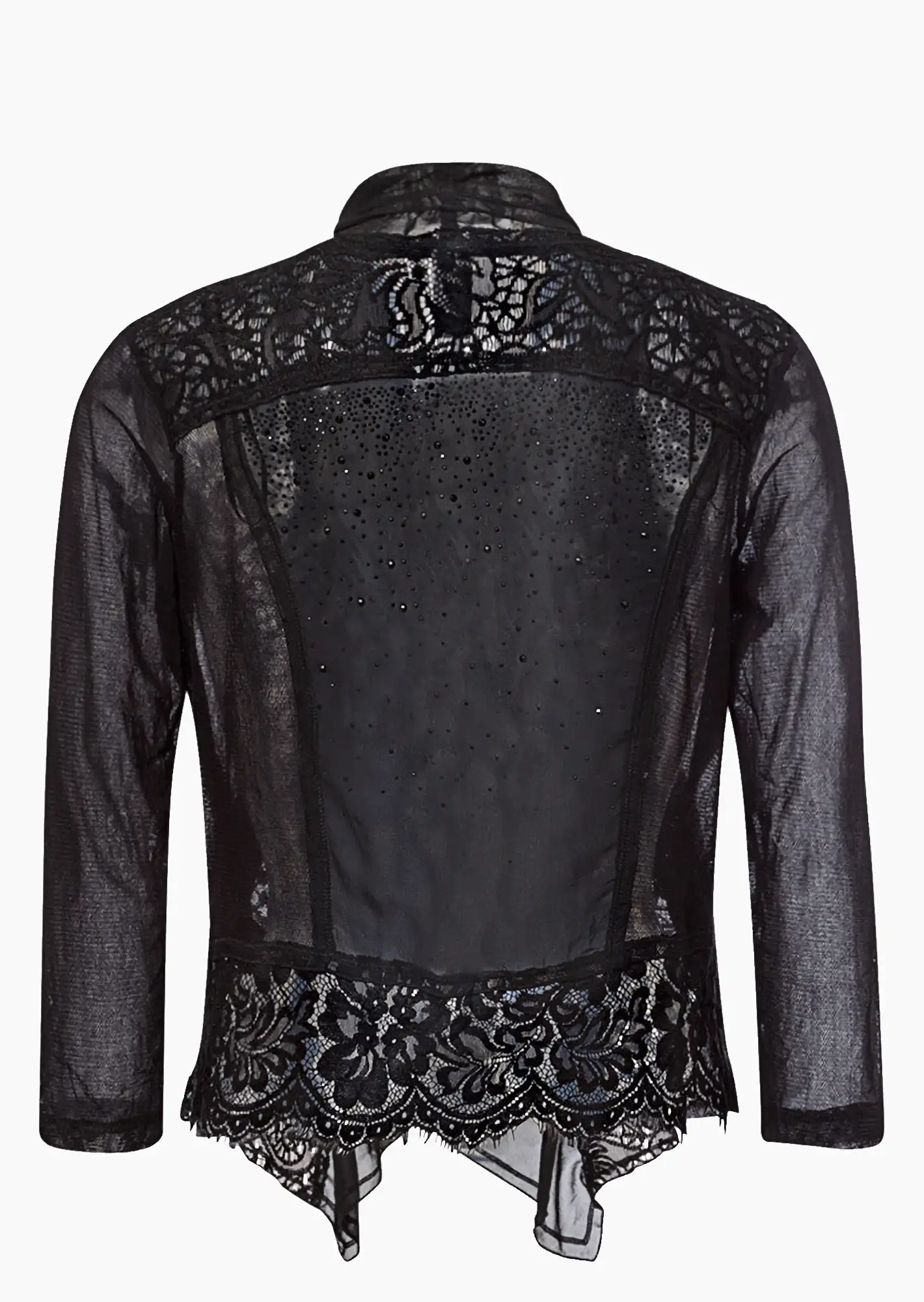 Shirt-Jacke mit Spitze, schwarz