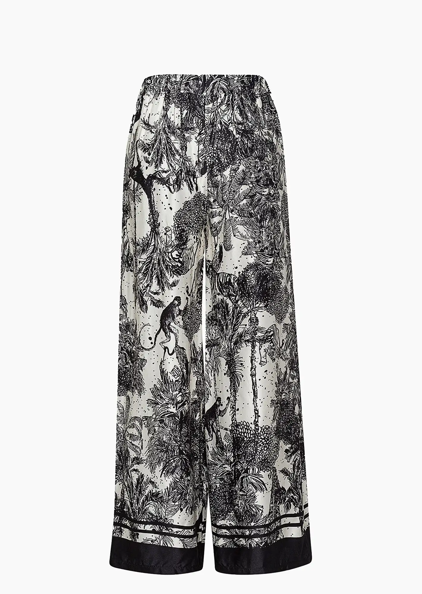 edle Wide Leg Hose, schwarz-crema