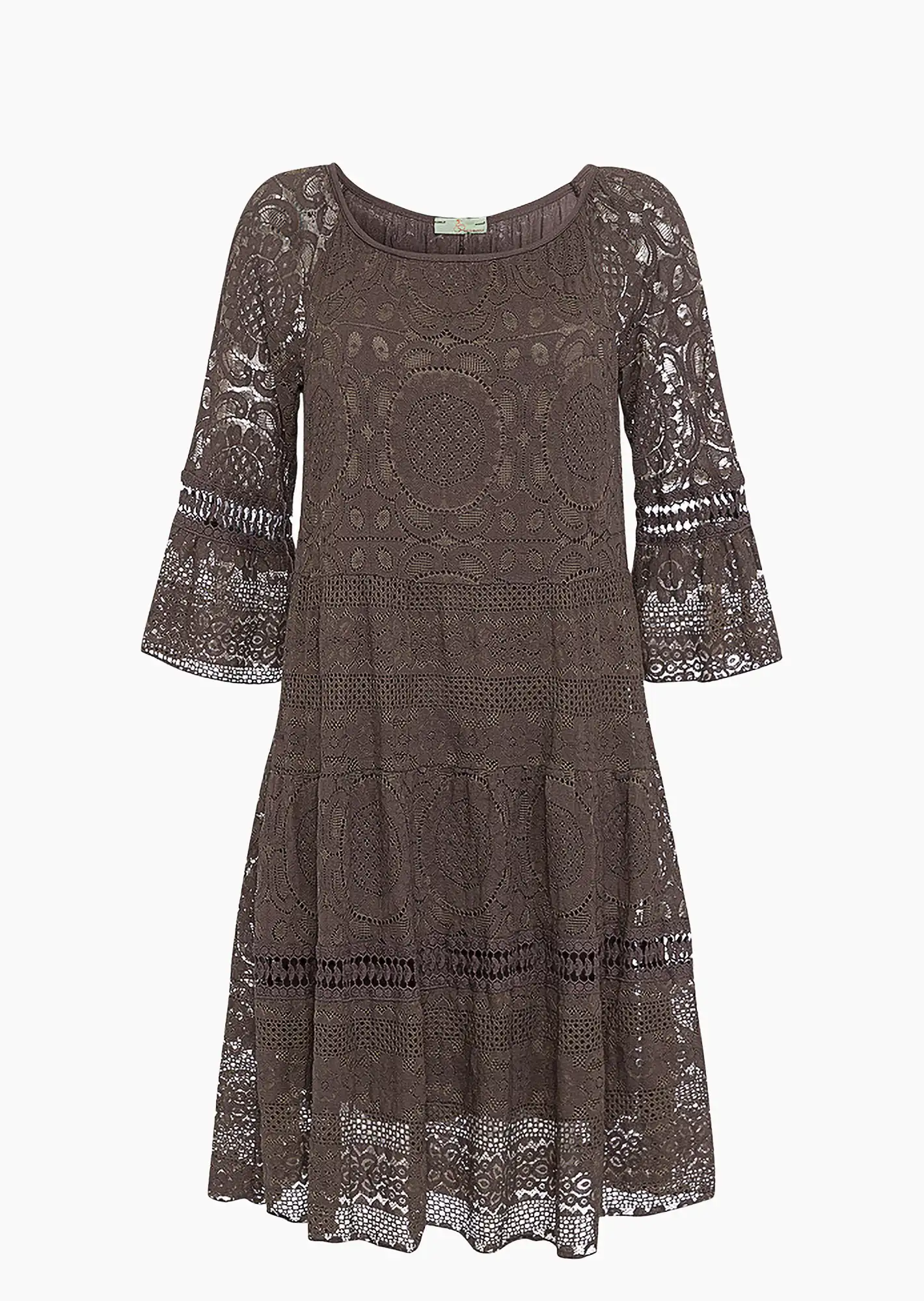 Kleid mit Spitze, taupe