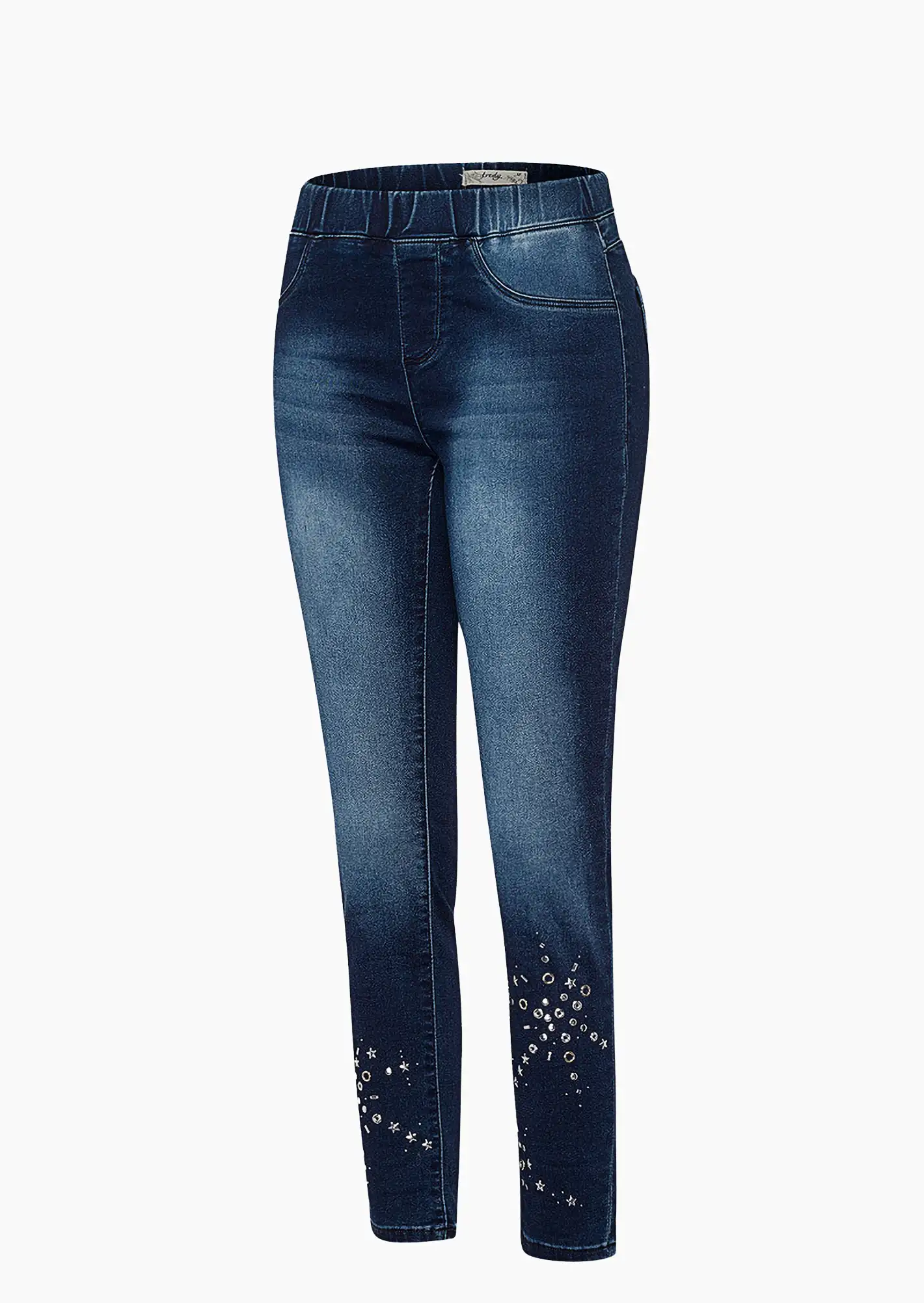 Jeggings mit Ziernieten, blue black denim