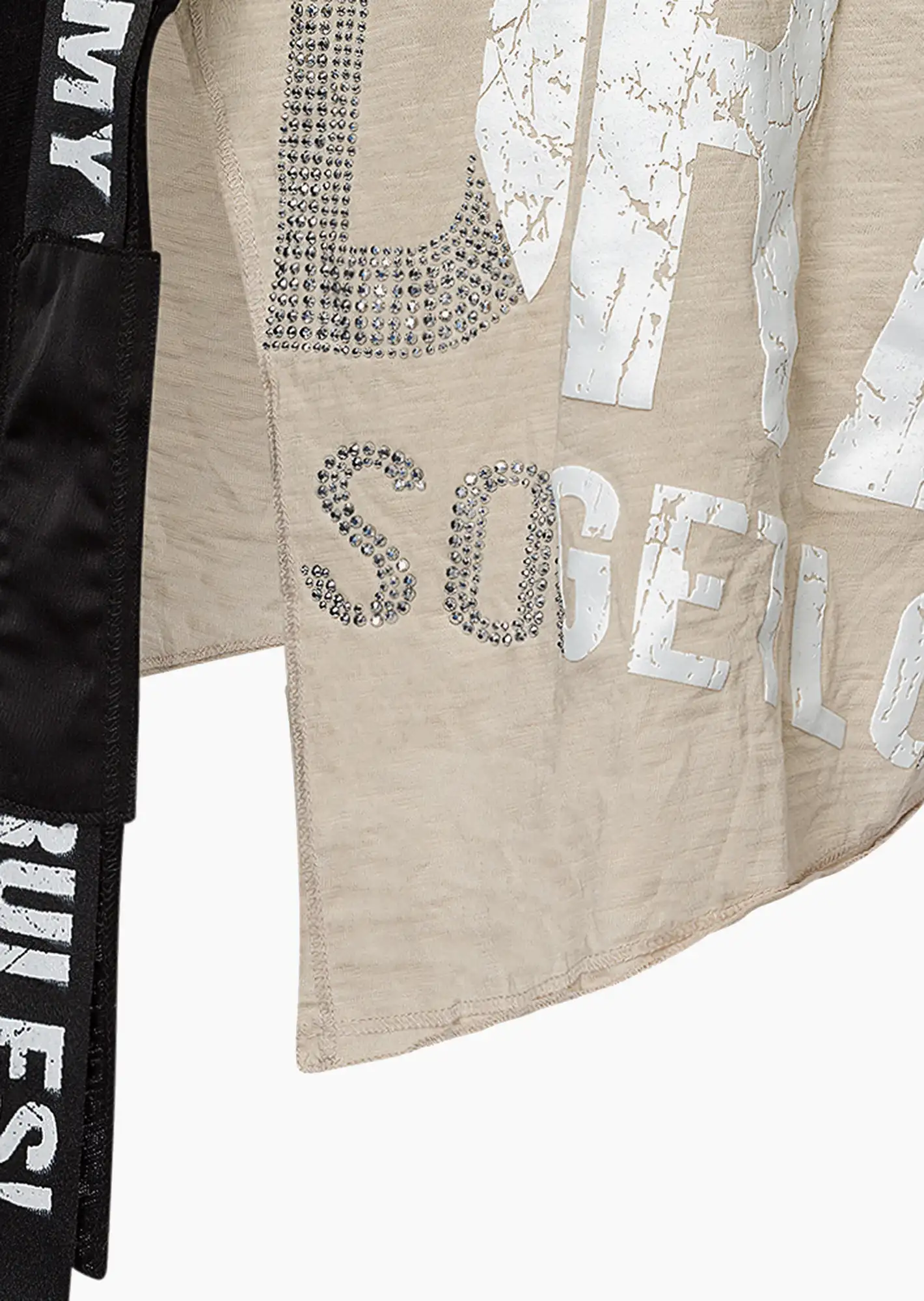 Shirt 'Drama', crema-schwarz