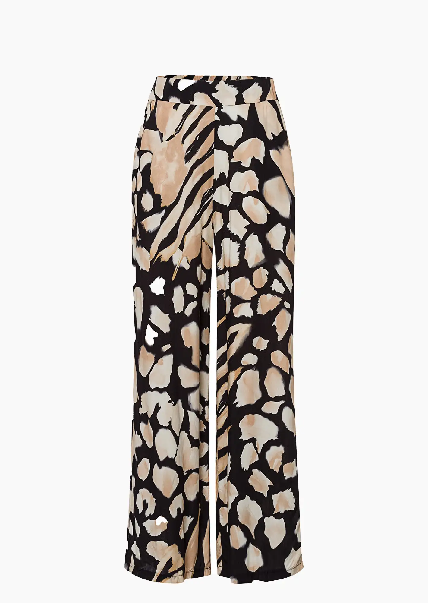 Hose im Alloverprint, schwarz-beige