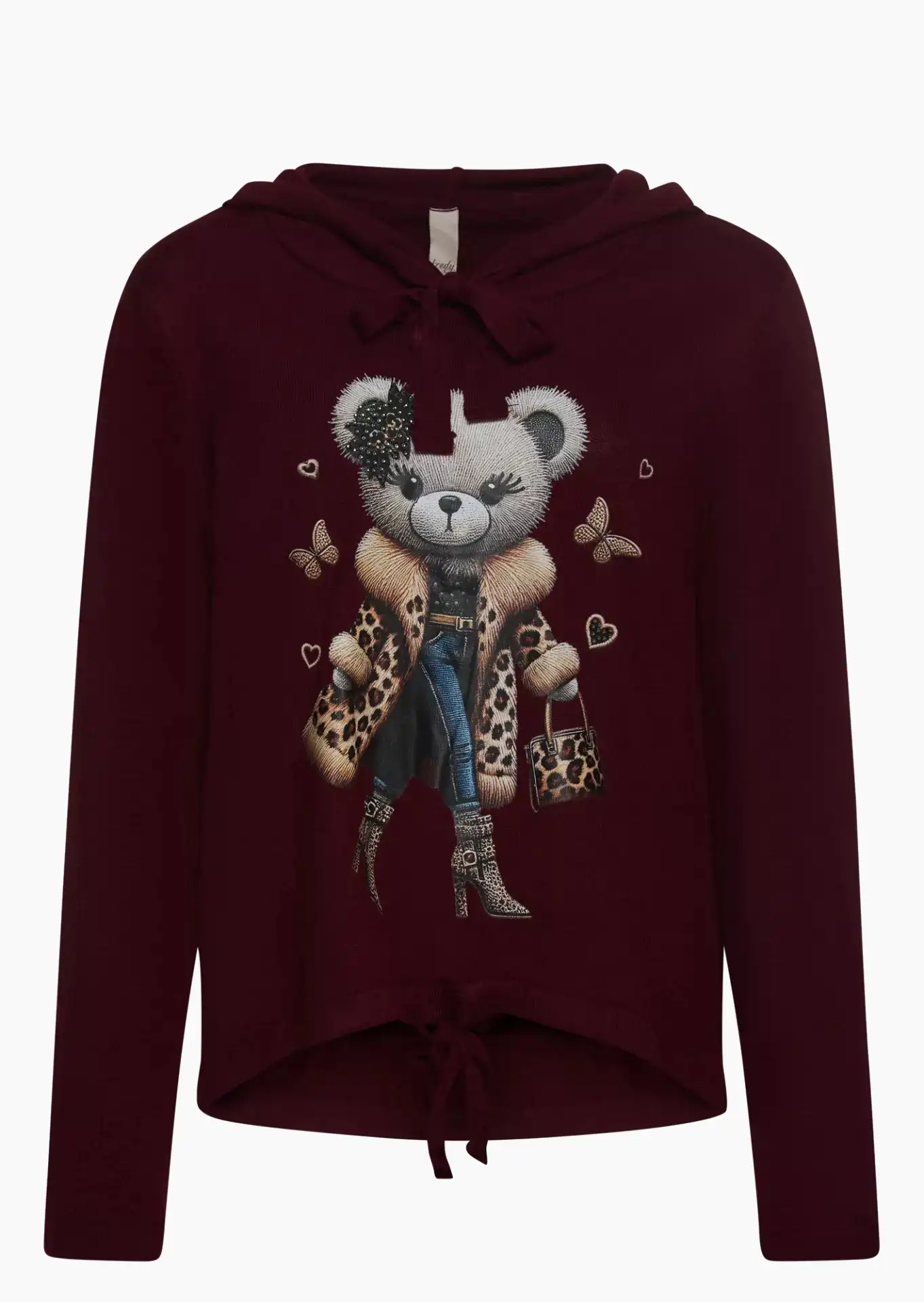 Strickpullover 'Bärchen', burgund