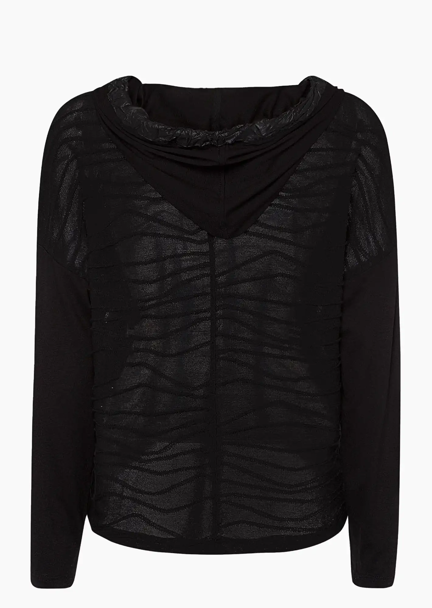 Langarmshirt mit Muster, schwarz
