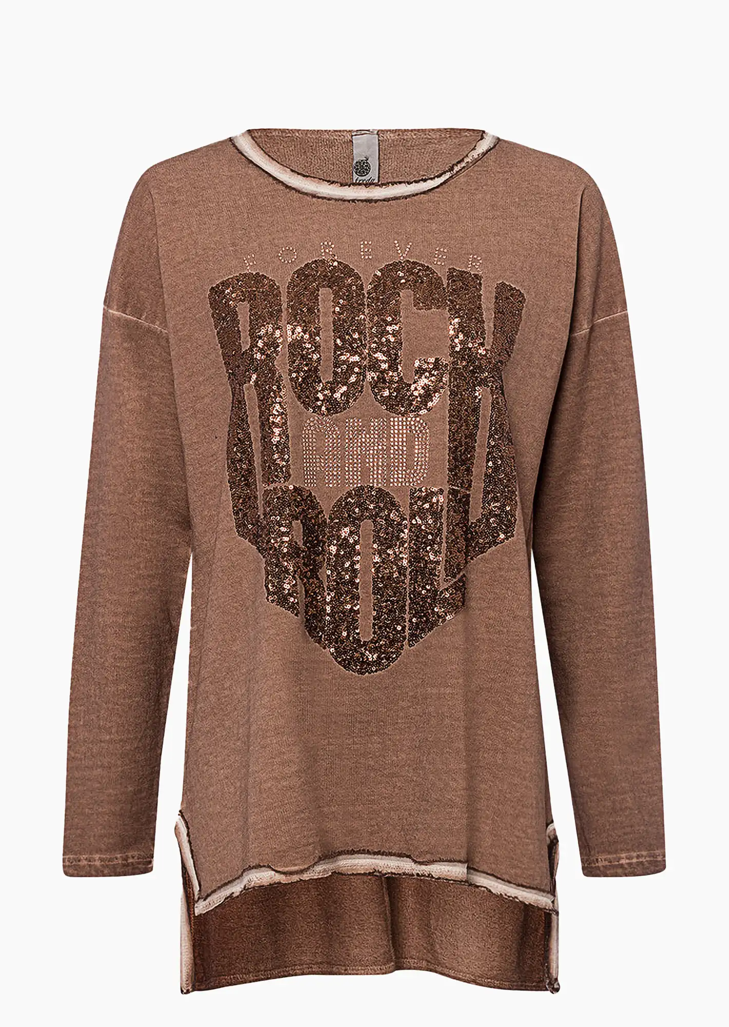 Sweatshirt mit Pailletten, cappuccino