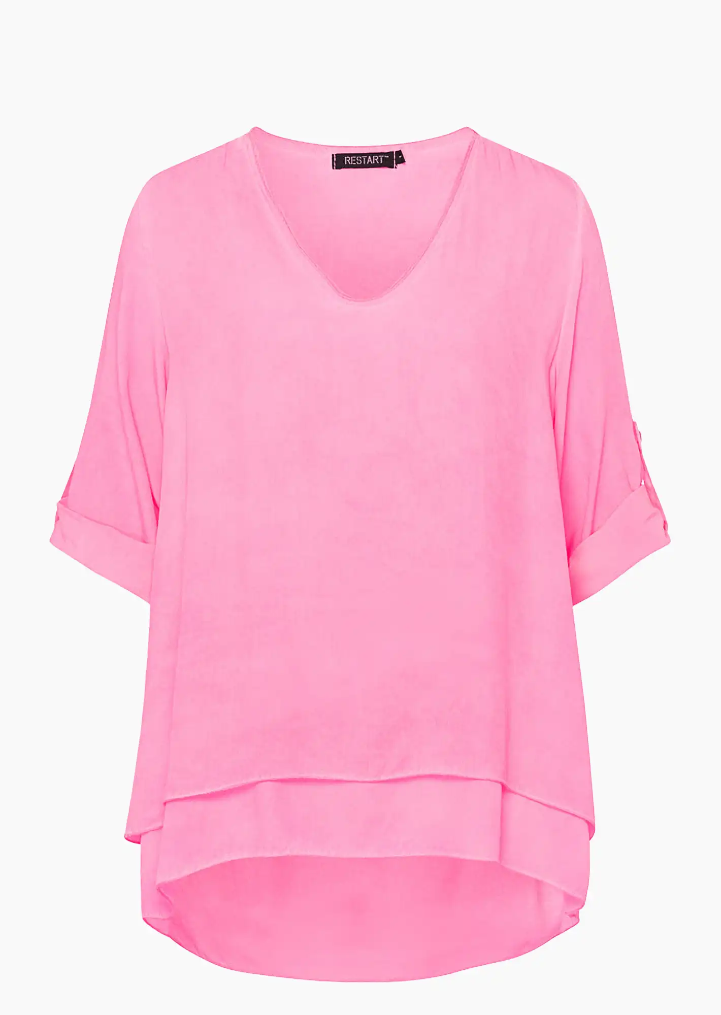 leicht fließende Bluse, neonpink