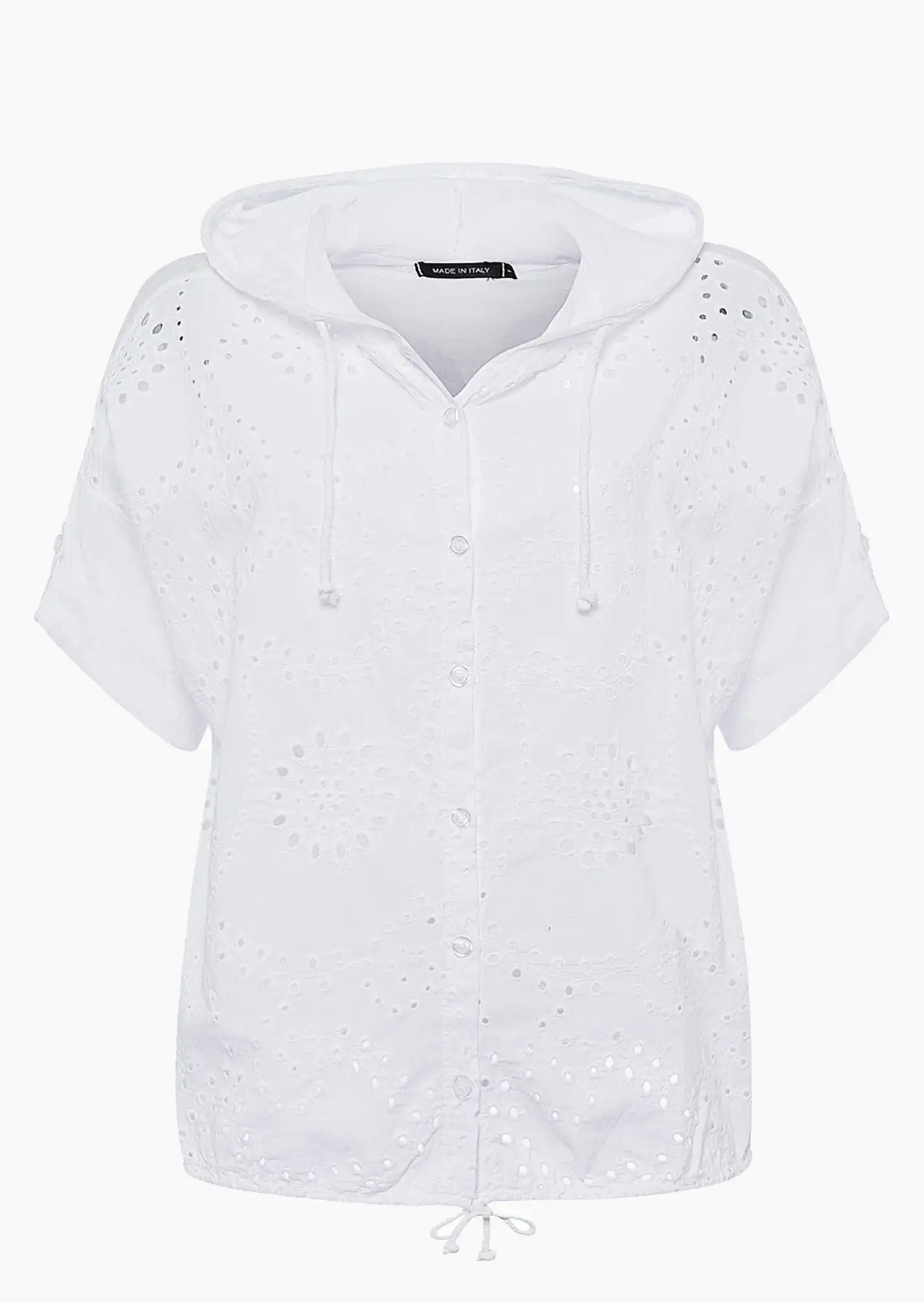 Bluse mit Lochstickerei, weiß