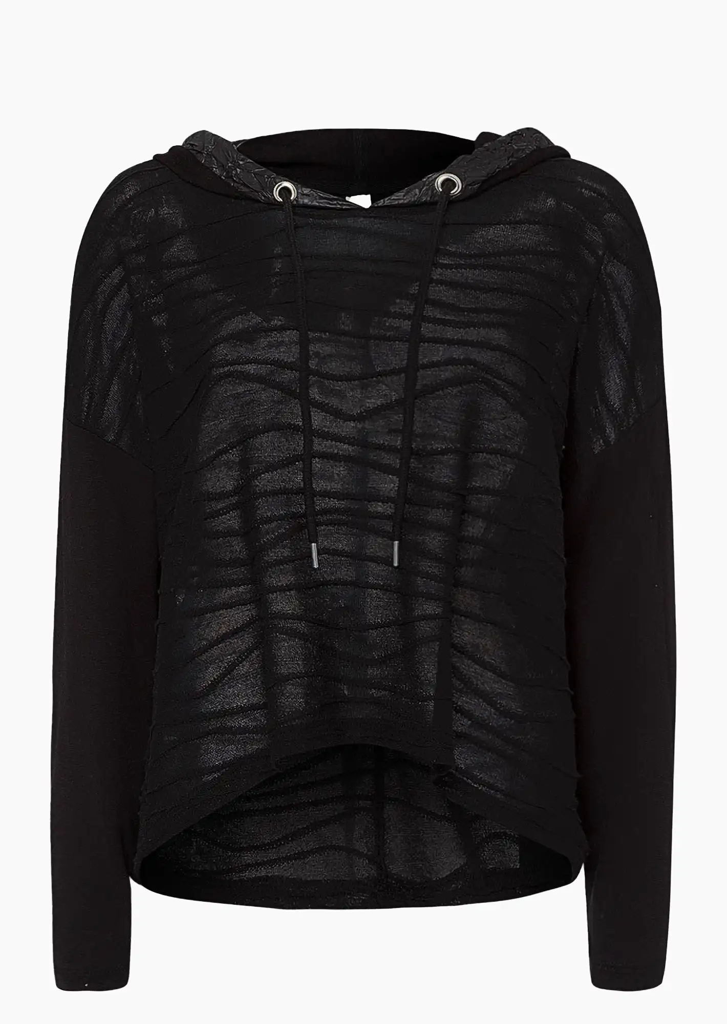 Langarmshirt mit Muster, schwarz