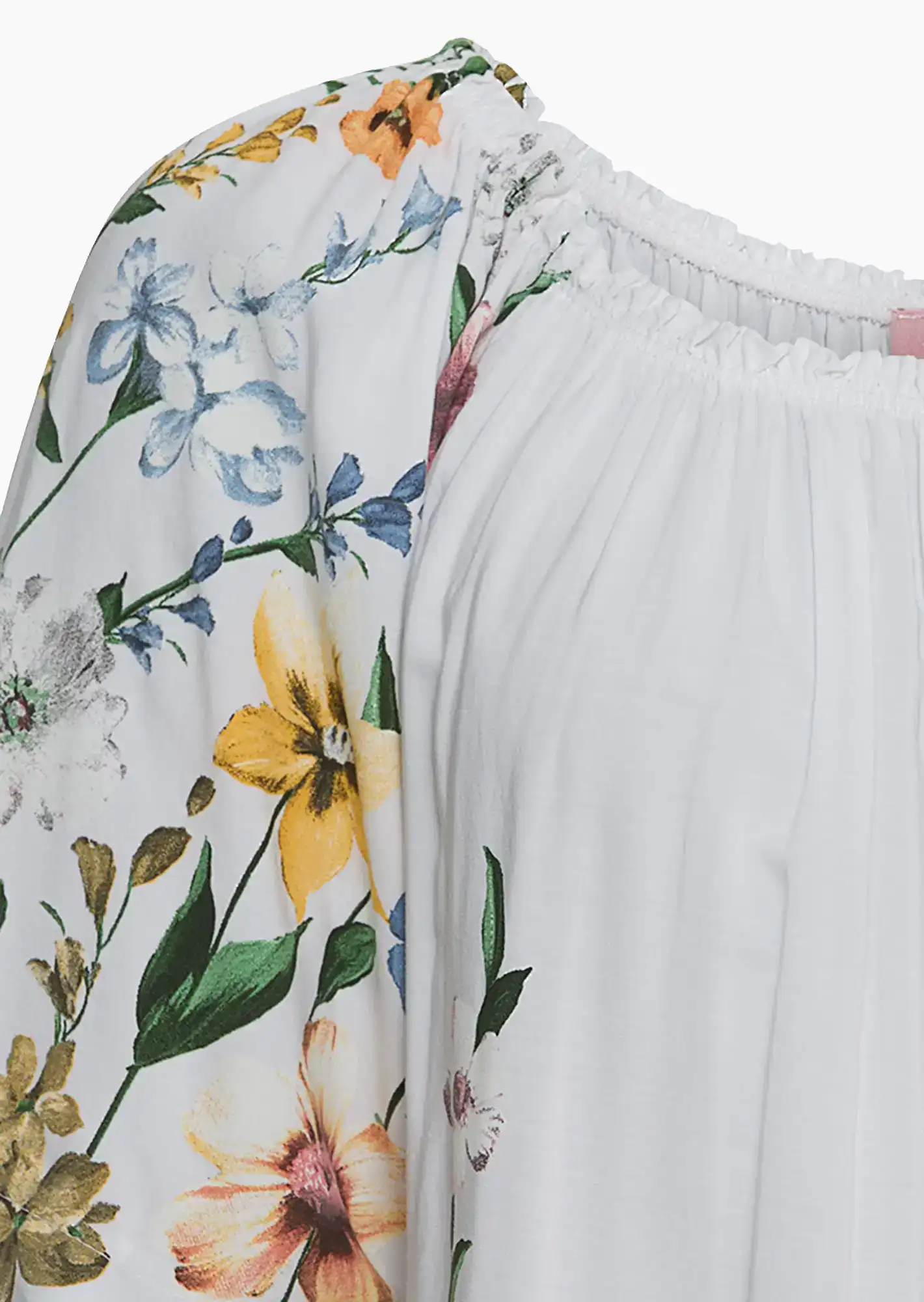 florale Bluse, weiß