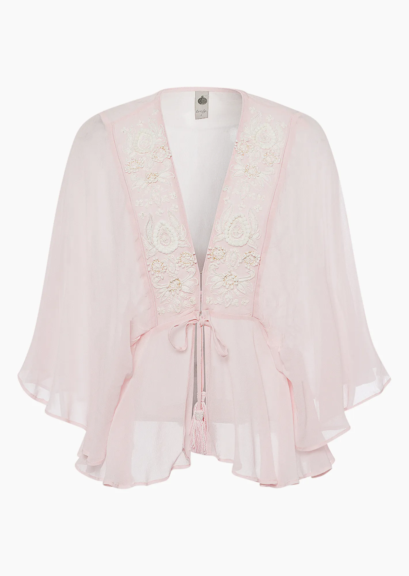 Shirtjacke mit Stickerei, rosenholz