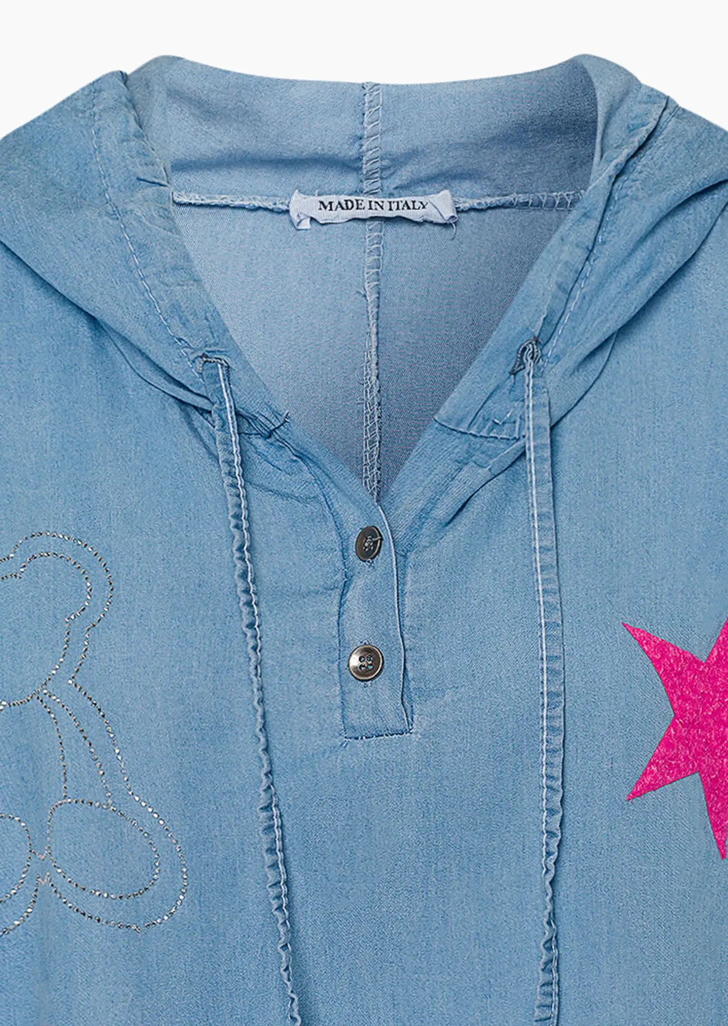 Bluse 'Bärchen', bleached denim