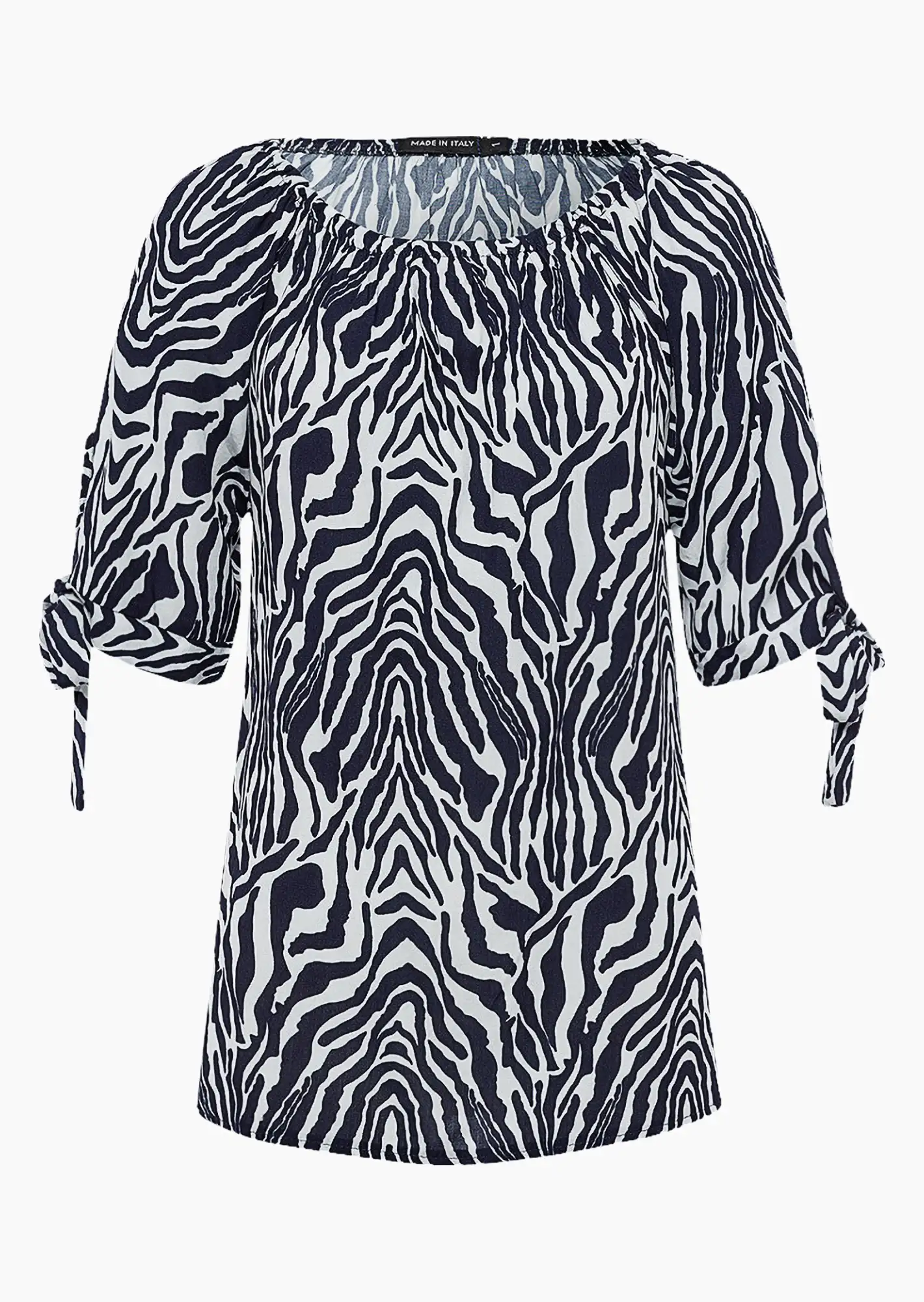 Bluse im Alloverprint, navy-weiß