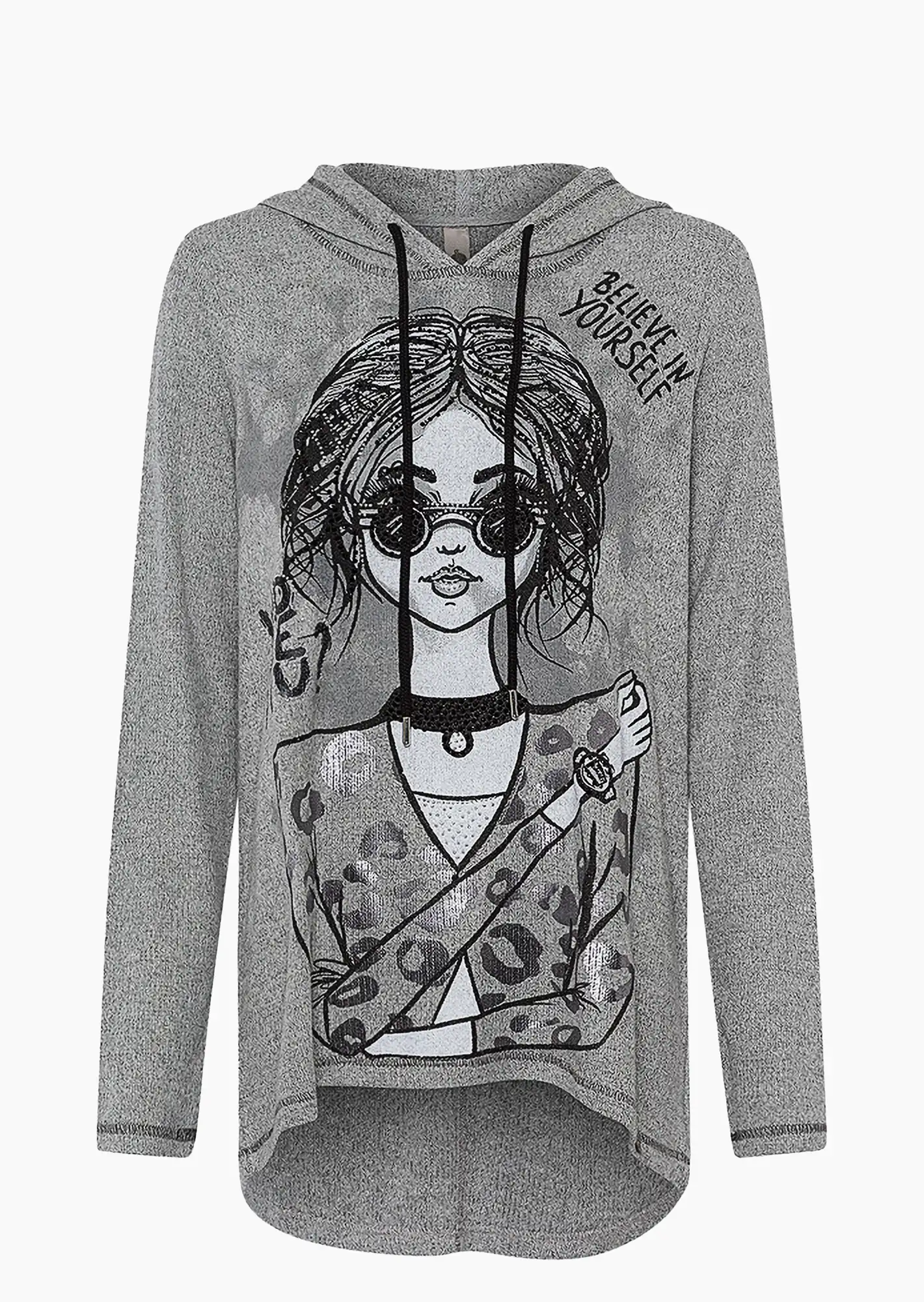 Sweatshirt mit Motiv, silber-melange