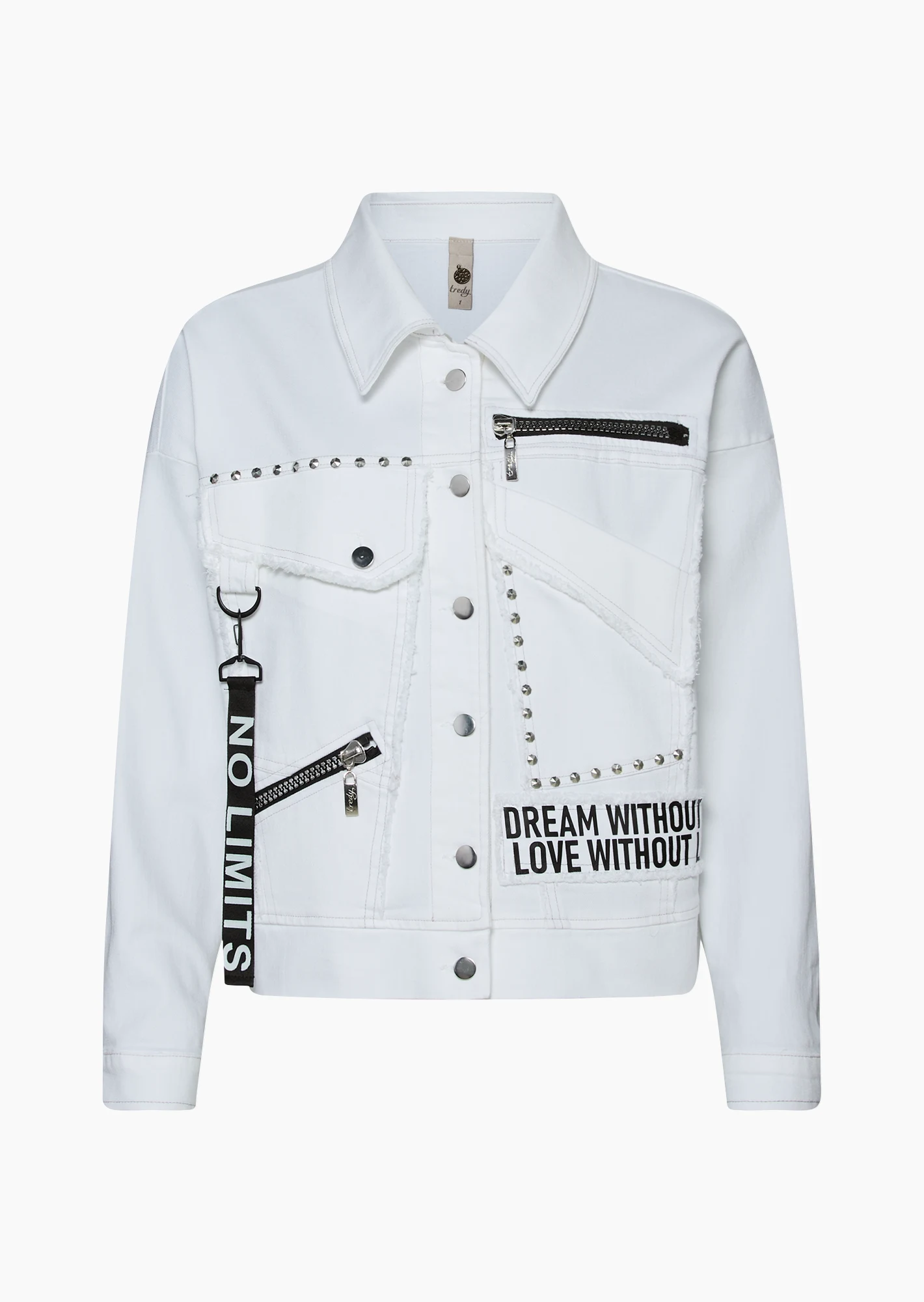 Jeansjacke 'No regrets', weiß