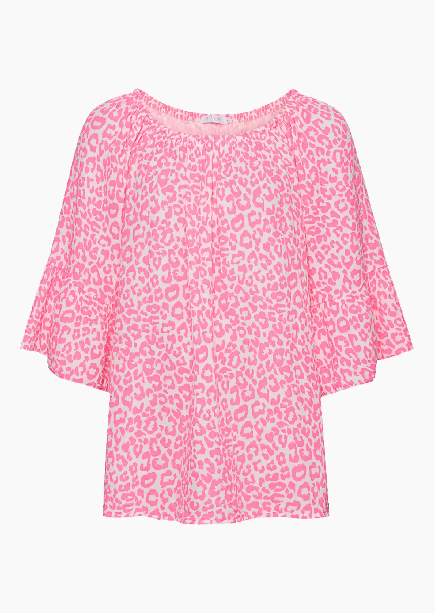 Musselin-Bluse im Animalstyle, neonpink