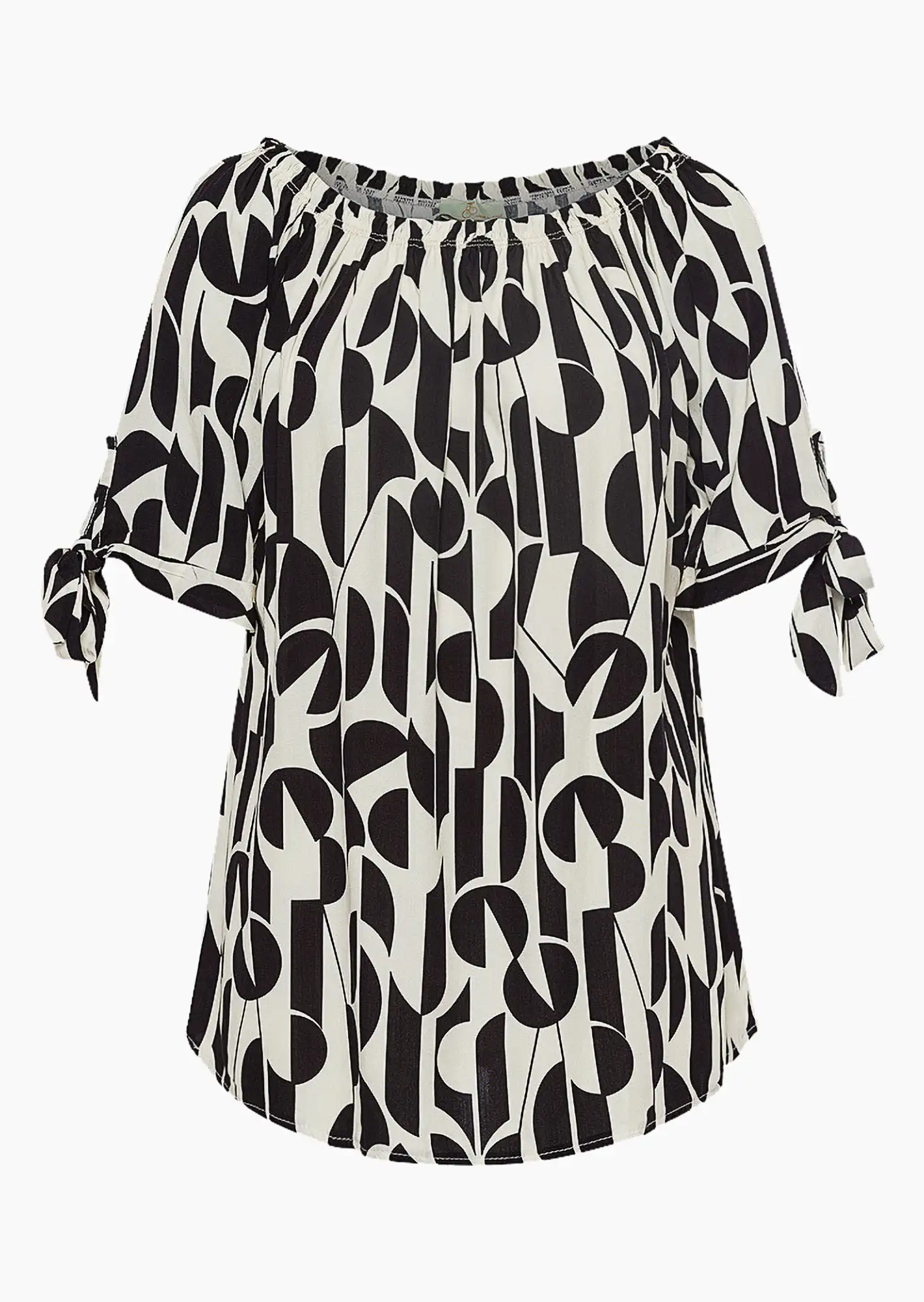 Bluse im Alloverprint, schwarz-weiß