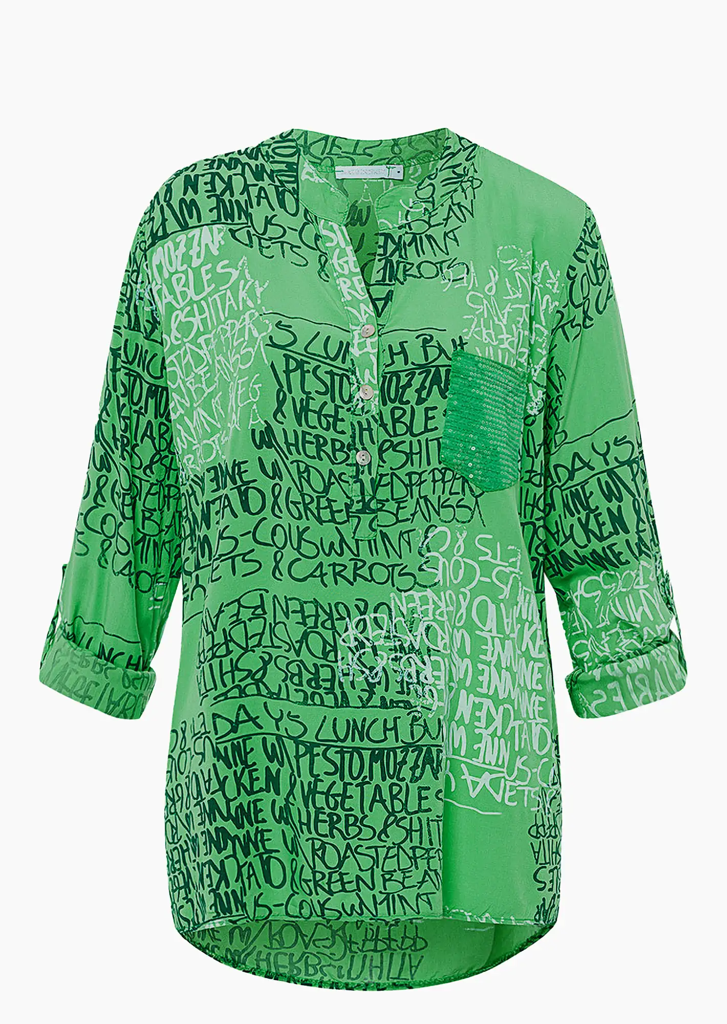 Bluse im Alloverprint, minze