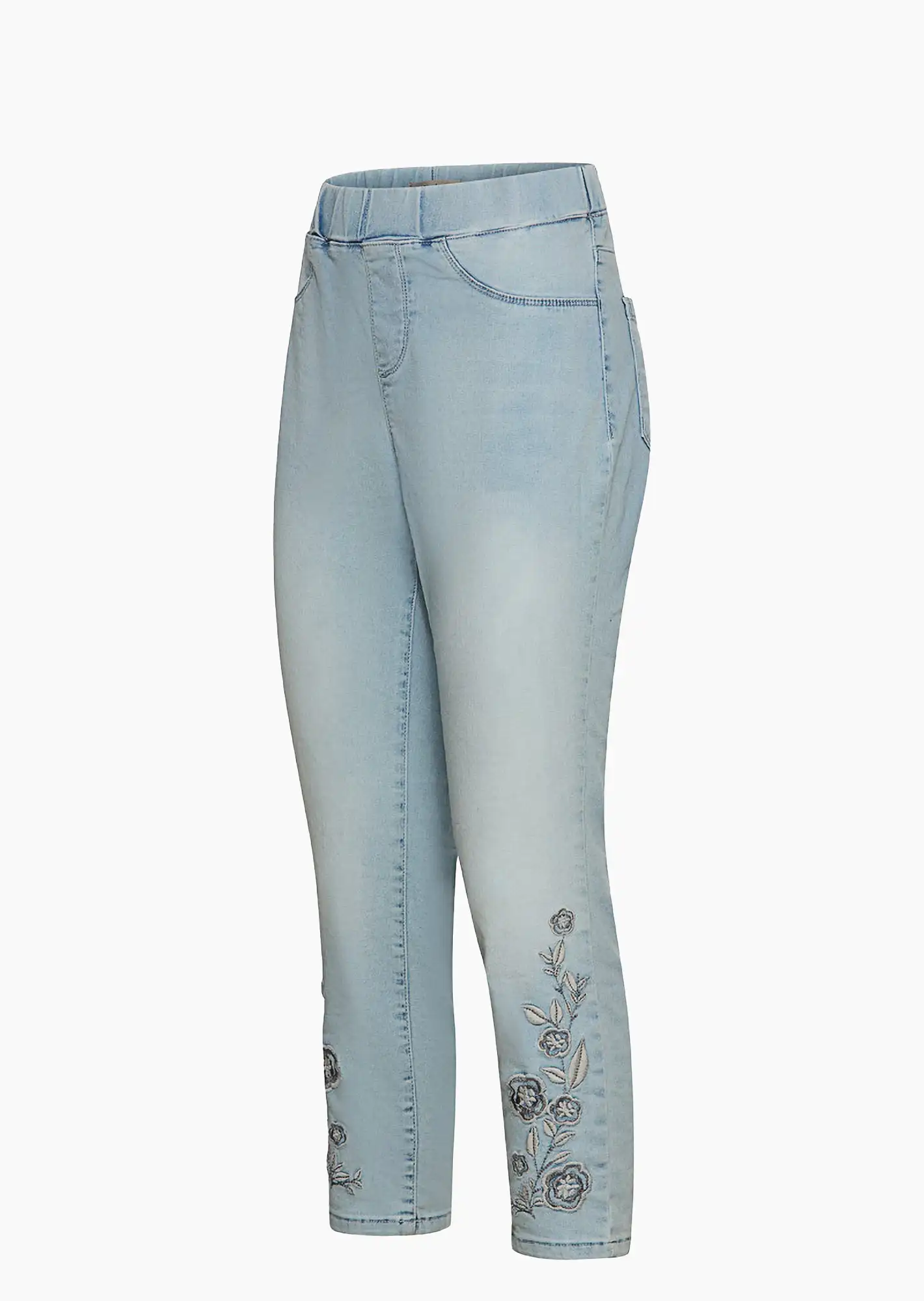 Jeggings 'Flowers', bleached denim