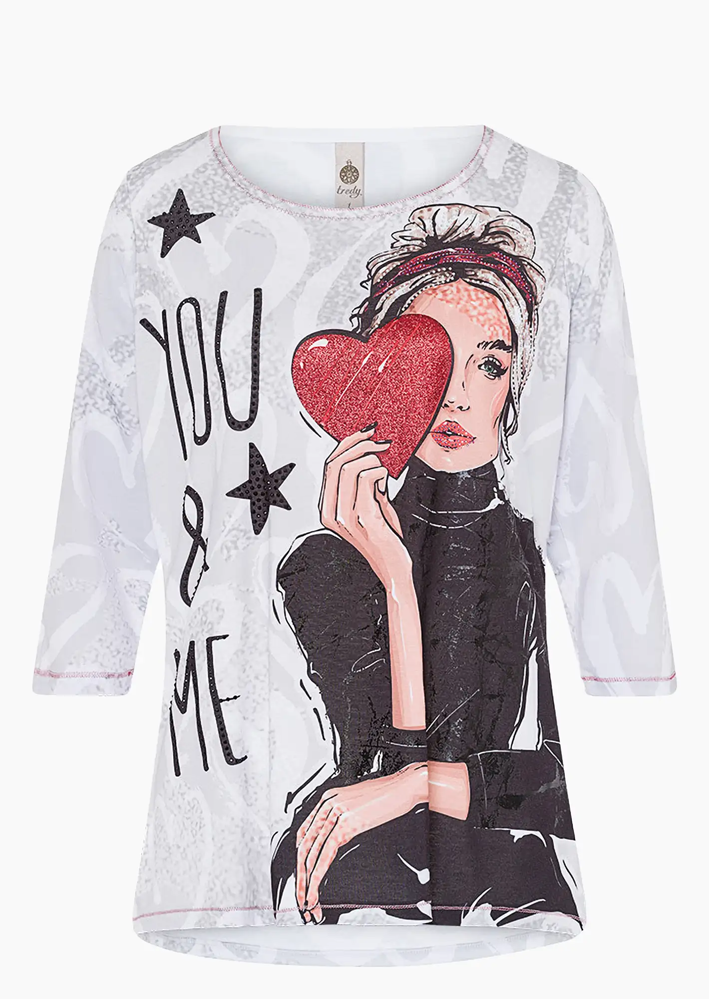 Shirt 'You & me', schwarz-weiß