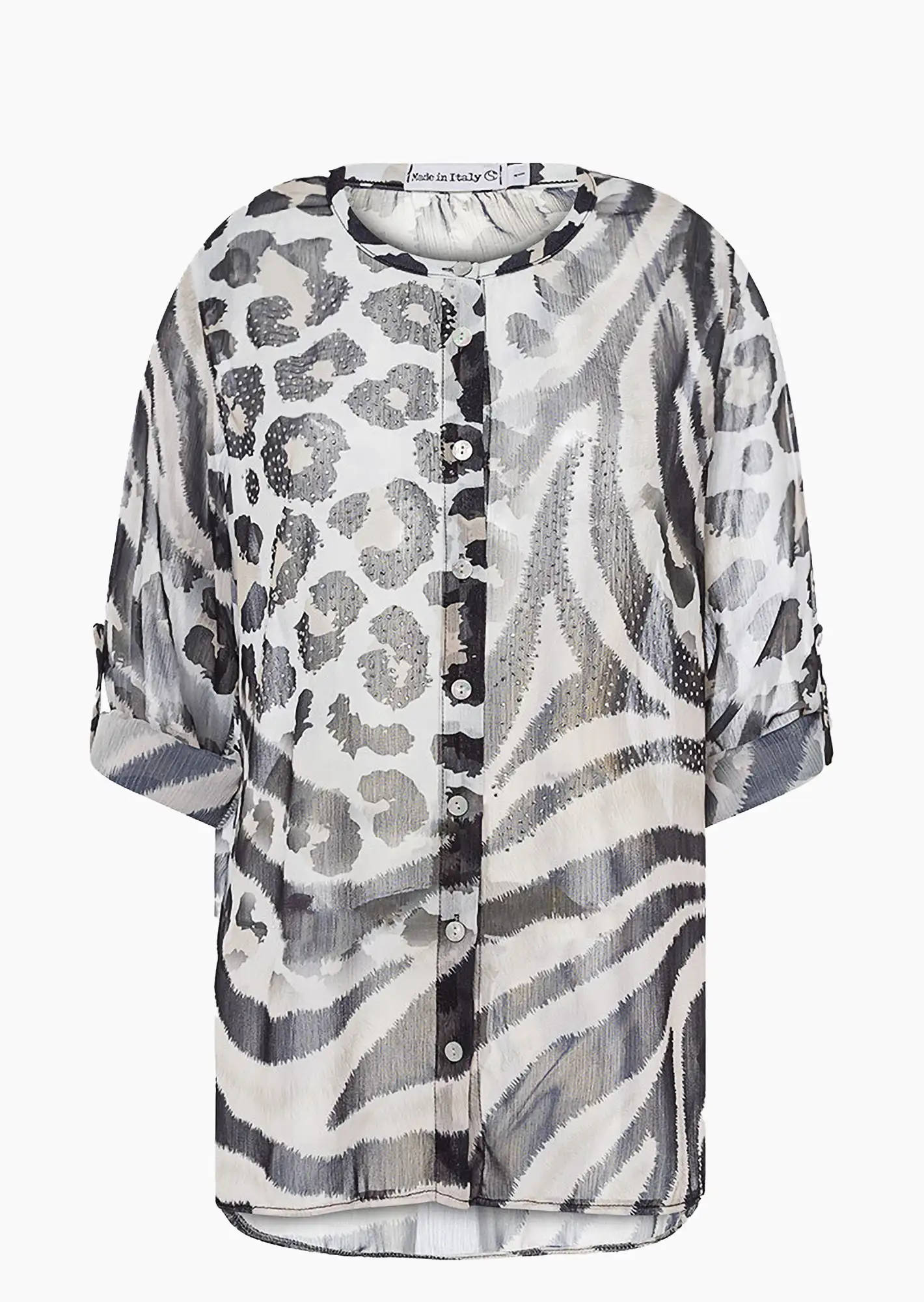 Bluse 'Animalstyle', schwarz-crema