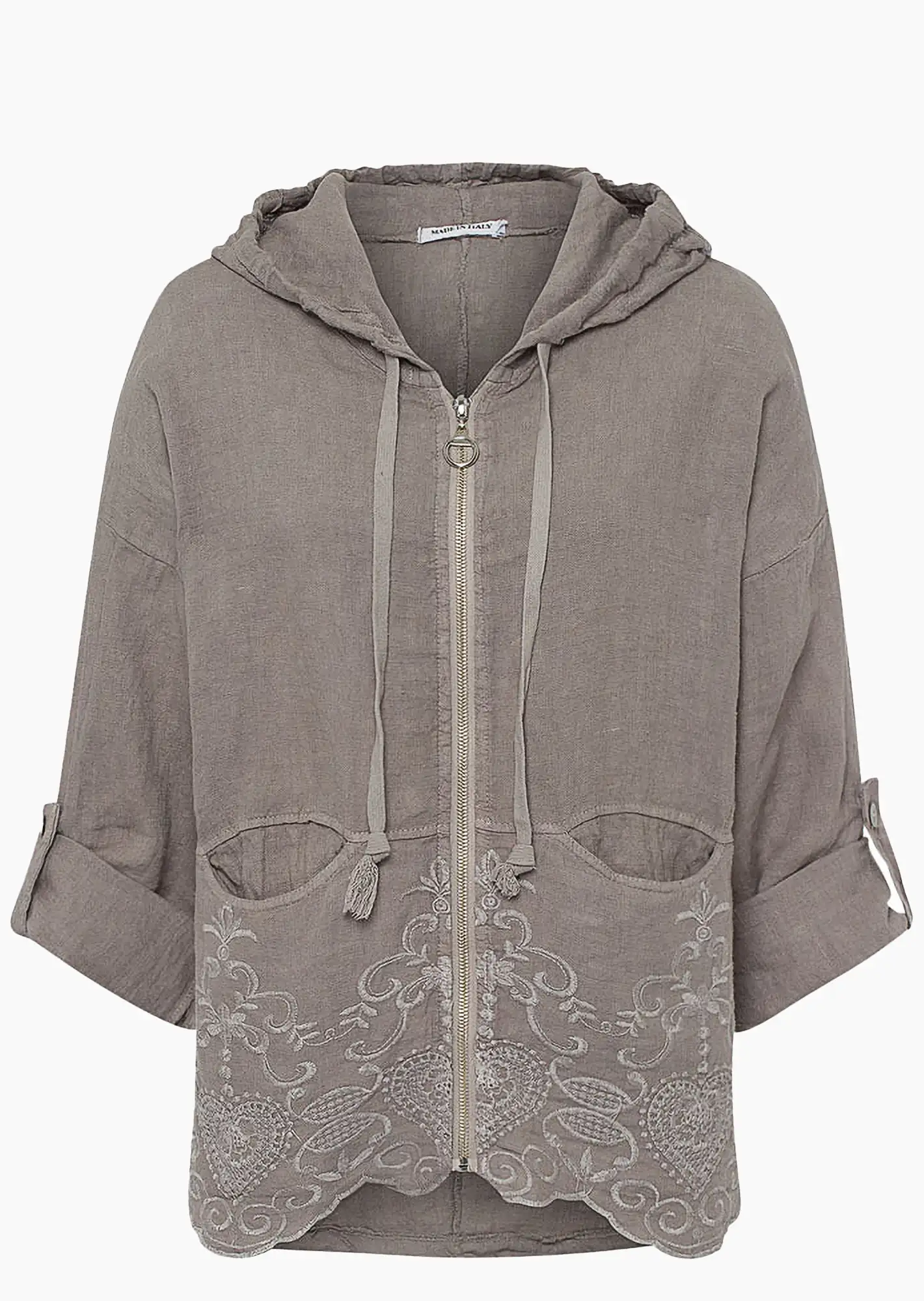 Leinenjacke mit Stickerei, fango